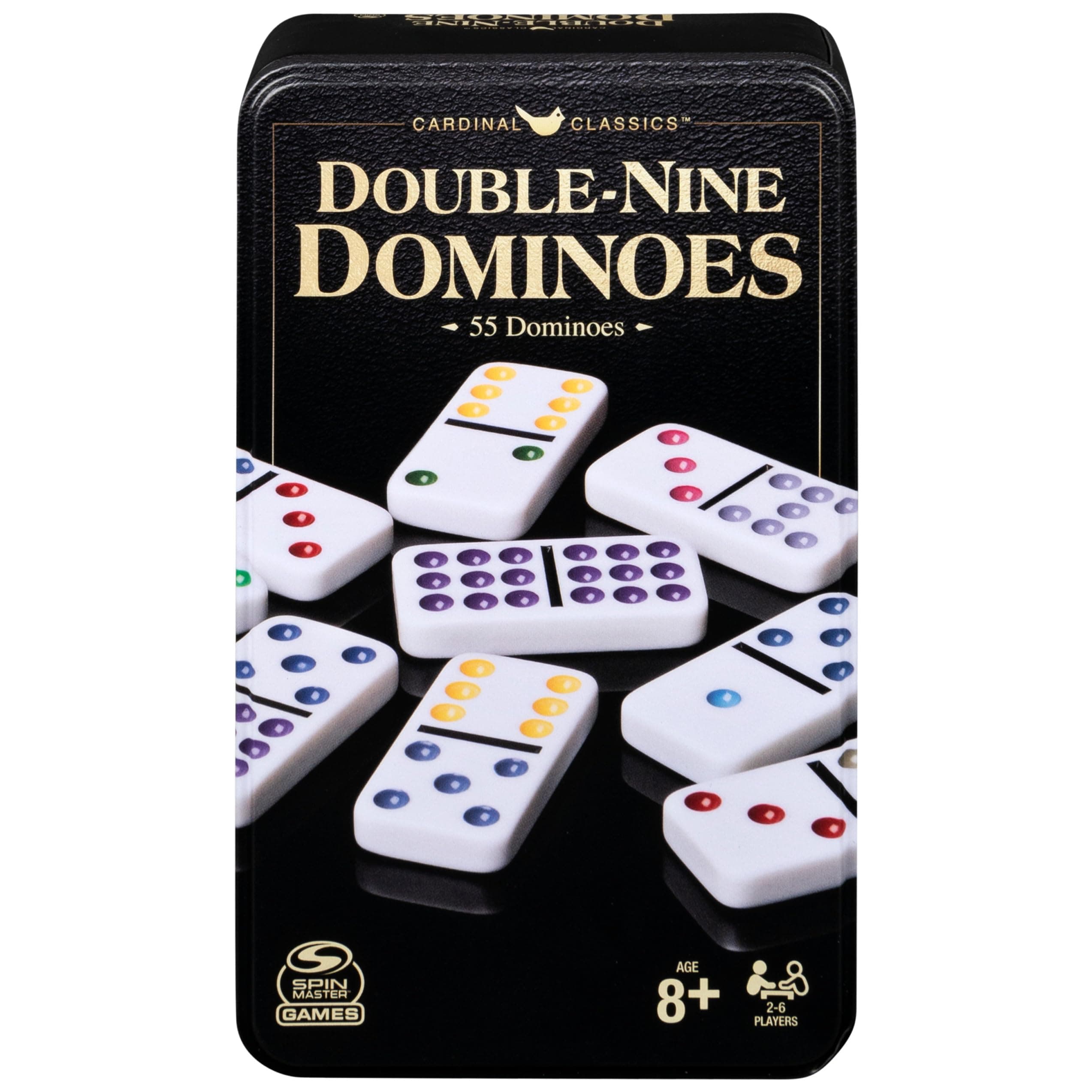 Cardinal Classics Double Nine Dominoes Set in Storage Tin, Dominoes for Kids & Adults, Classic Game, 2-6 Players, for Ages 8 & Up