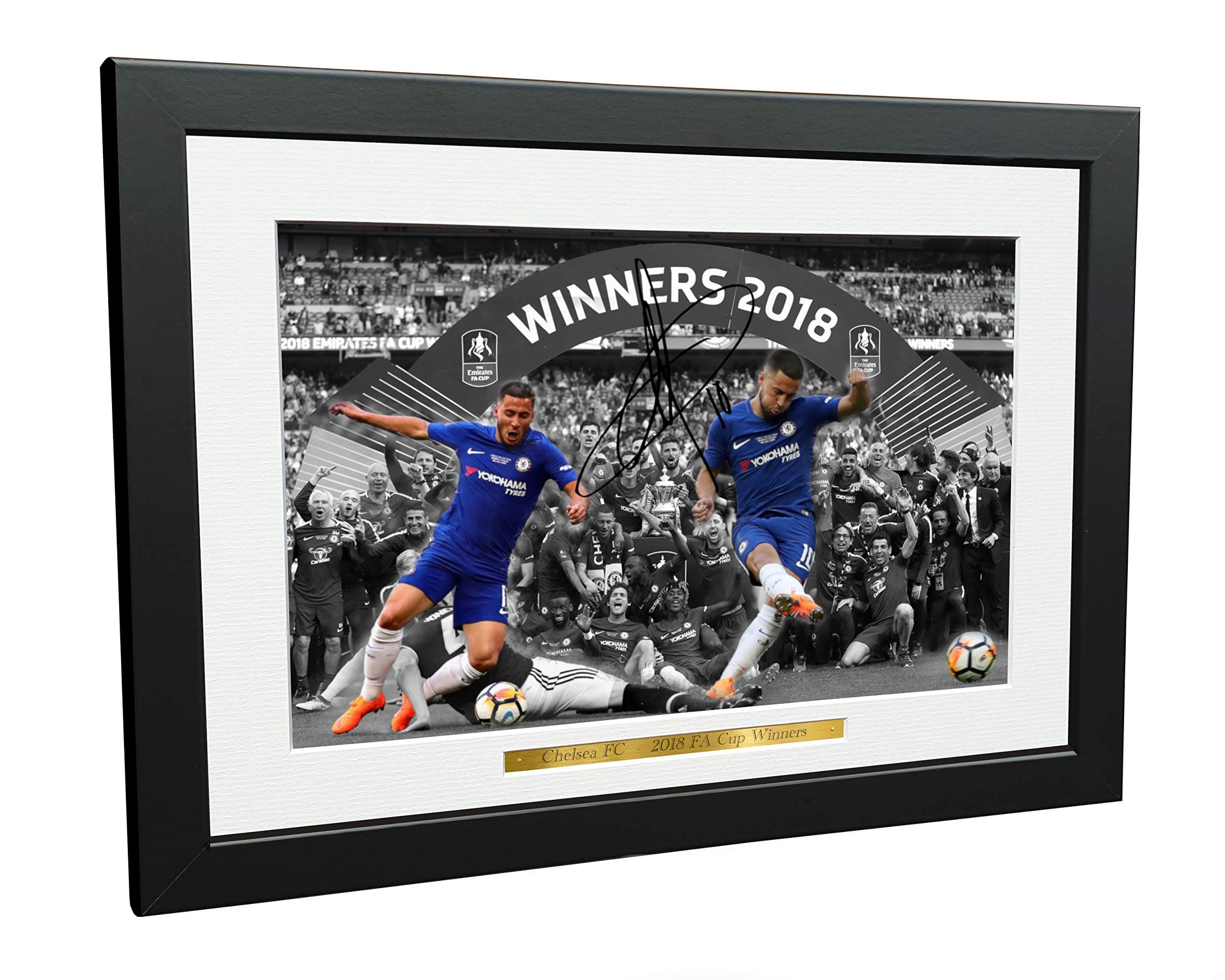 2018 FA Cup WINNERS CELEBRATION 12x8 A4 Signed Eden Hazard Chelsea FC - Autographed Photo Photograph Picture Frame Soccer Gift