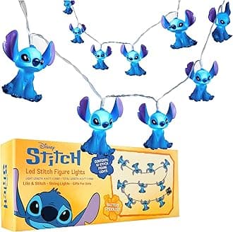 Stitch 3D LED String Lights, 10 Pcs Battery-Powered Fairy Lights Kids Teenagers & Adults, Indoor Decorations & Accessories (Blue Stitch)