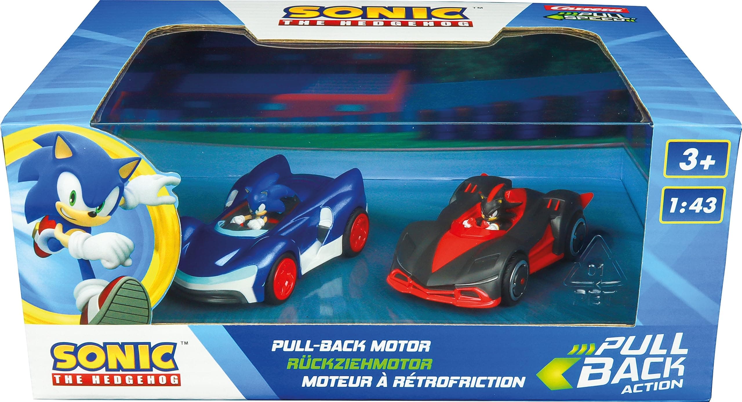 Pull & SPEED I Carrera | Sonic the Hedgehog I 2 vehicles with pull-back motor I authentic Sonic I characters I ideal as a gift or for your own collection I scale 1:43 I I from 3 years