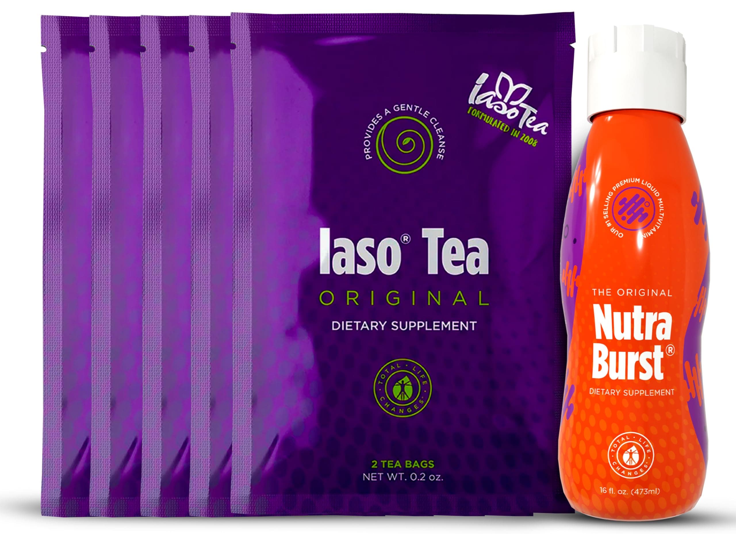 Total Life Changes Synergy Kit - Includes Iaso Instant Tea Original (5 Packs, 10 Sachets) & NutraBurst Liquid Multivitamin 16 fl oz for Daily Wellness