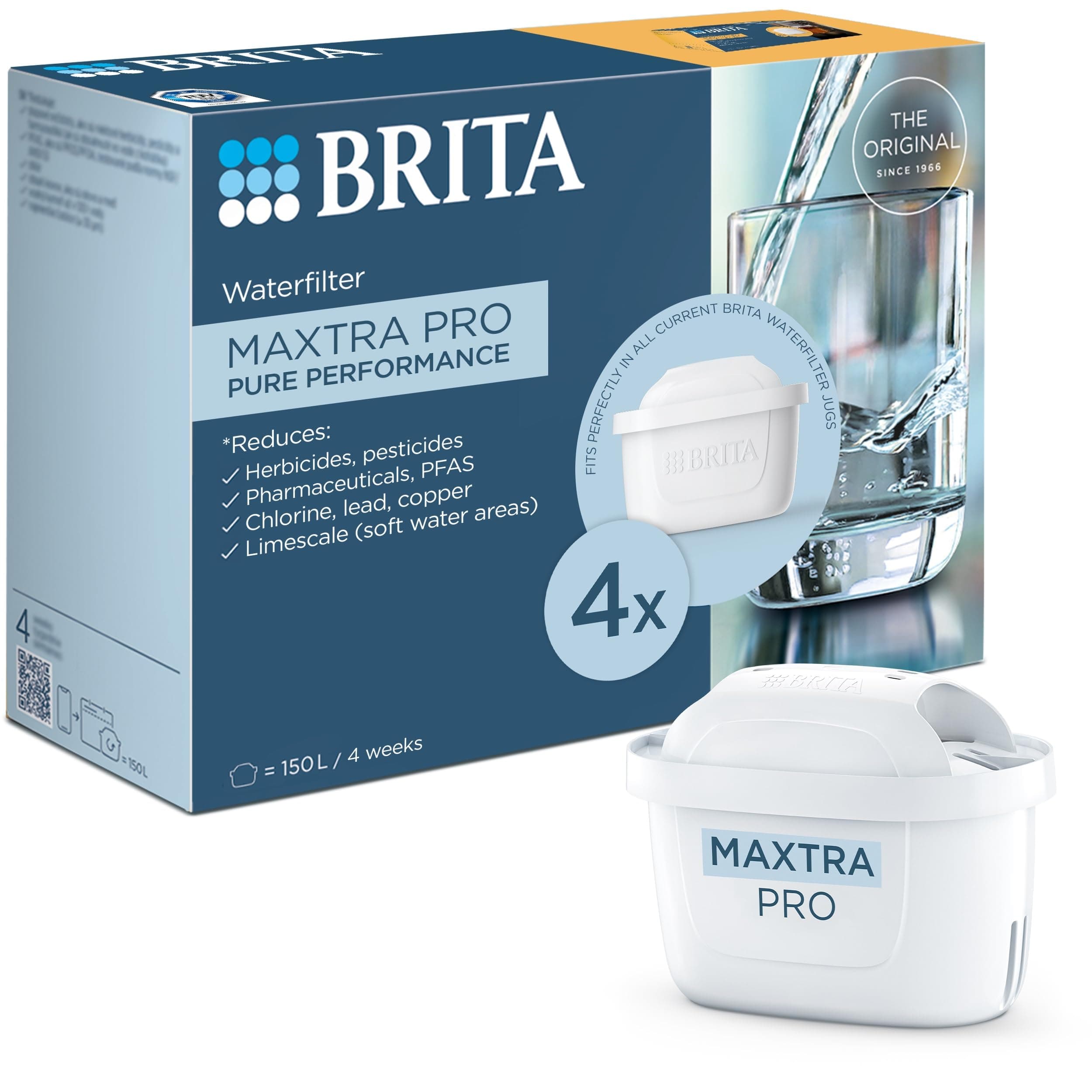 Brita Maxtra Pro Water Filters, White, 4 Pieces