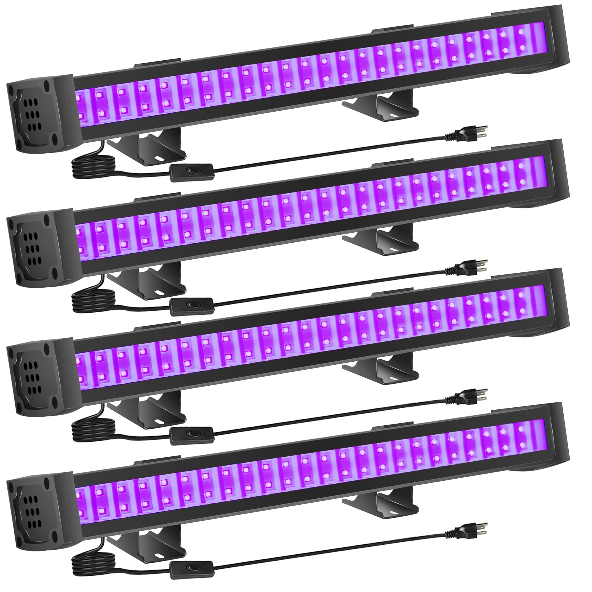 4-Pack LED Black Light Bar, Blacklight Bar with IP65 Waterproof, Glow-in-The-Dark Party Lights for Indoor/Outdoor Stage Lighting, Halloween, and Body Paint
