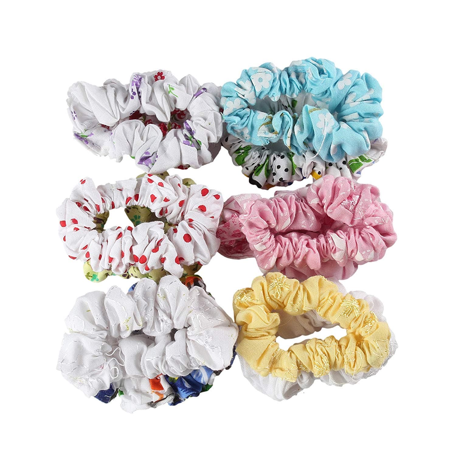 ACCESSHER Cotton Cloth Assorted Prints Elastic Daily Use Tight Grip No Slip Hair Band Hair Scrunchies Rubber Band Hair Ties For Women and Girls Pack Of 12pcs