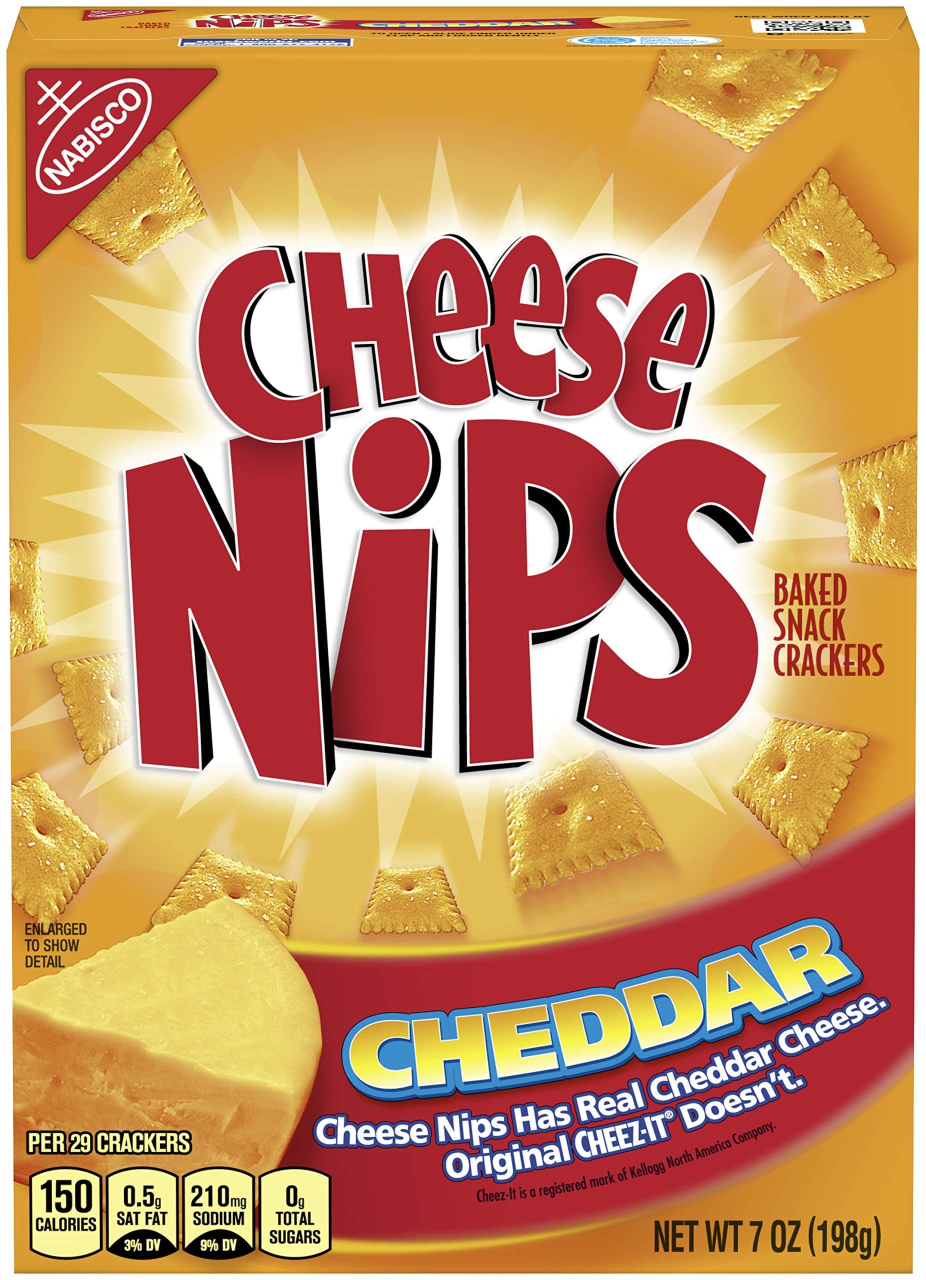 Cheese Nips Cheddar Baked Snack Crackers, 7 Ounce (Pack of 6)