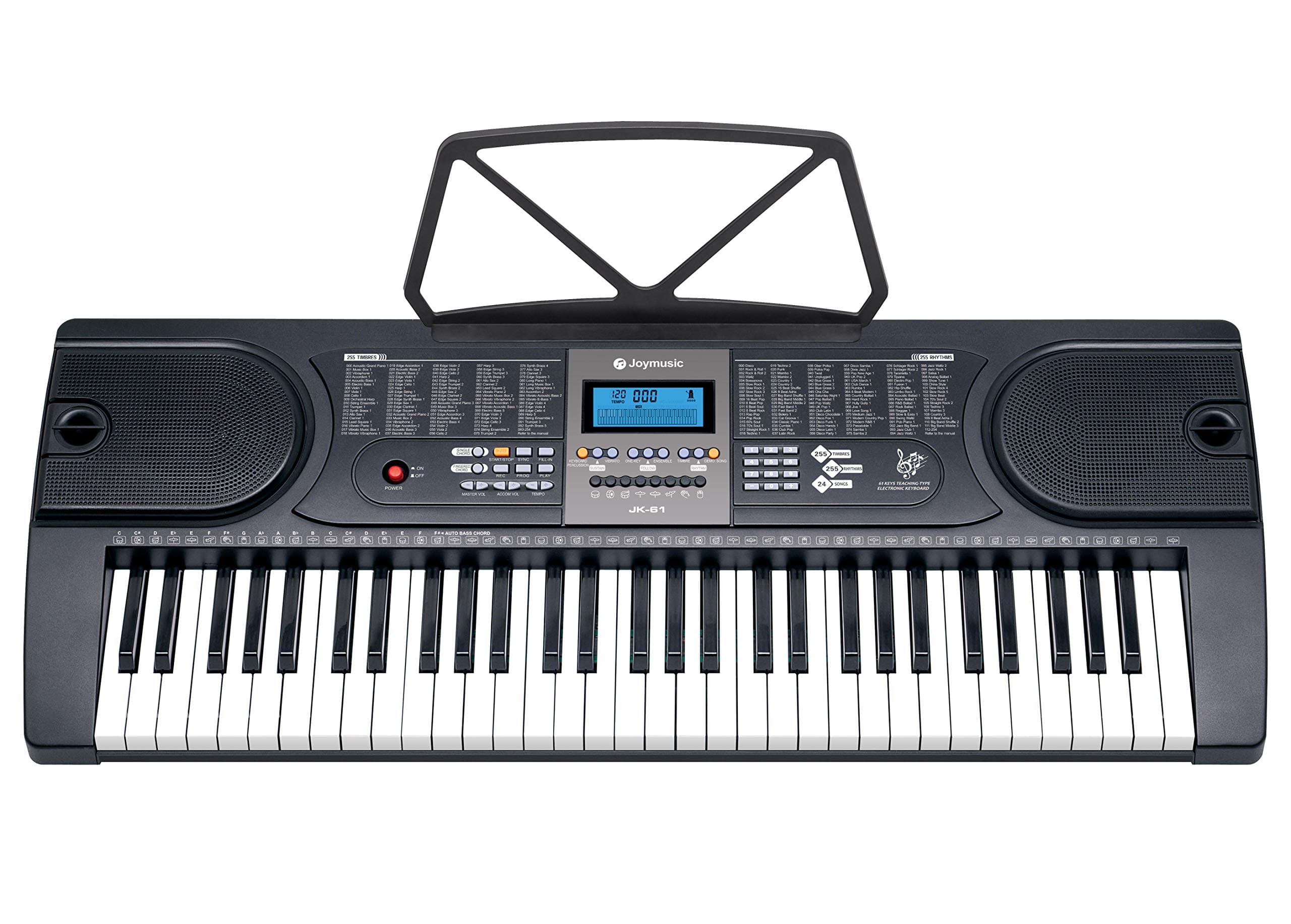 Joy JK-61 61-Key Electronic Keyboard with Microphone,Power Supply and Music Stand For Kids Or Beginners