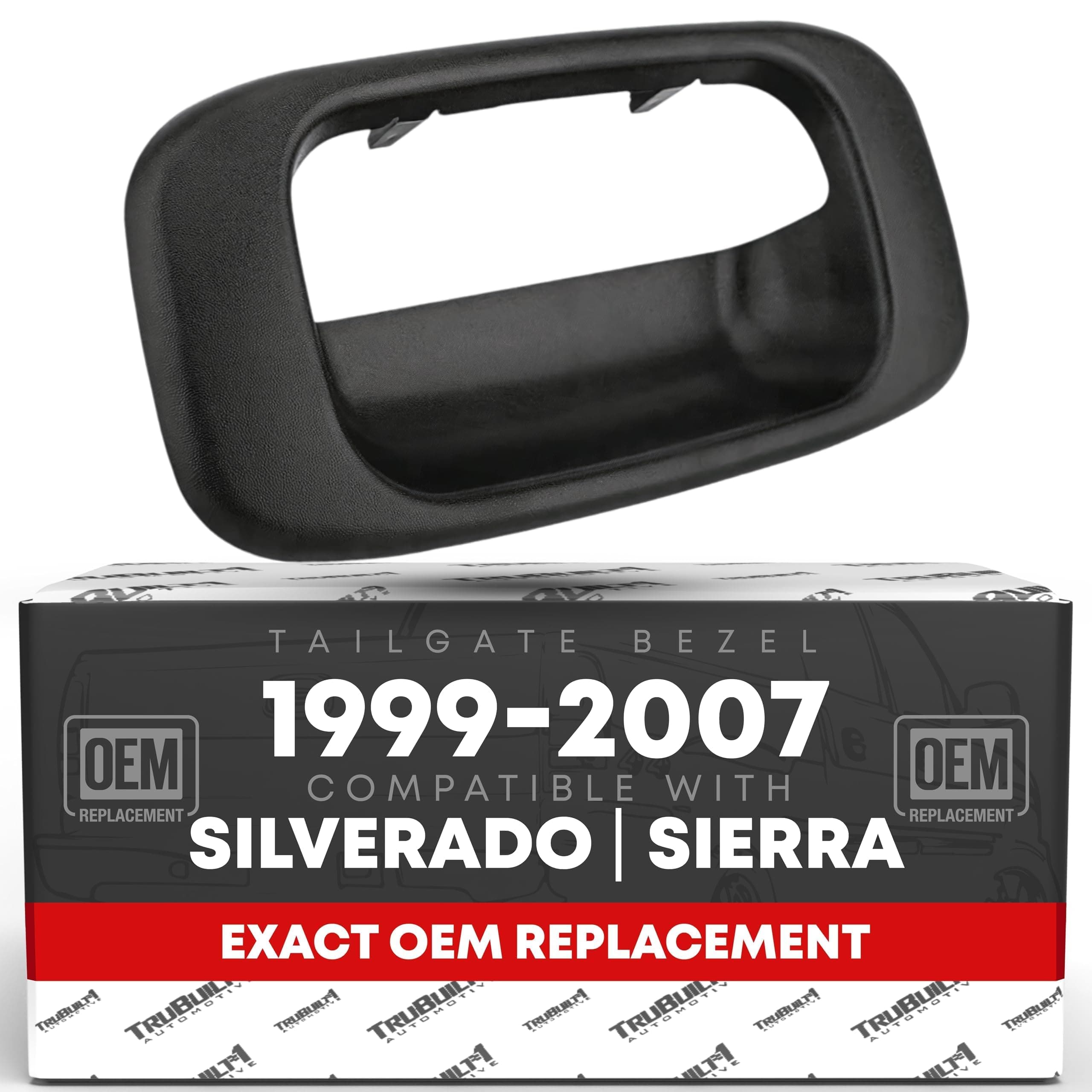 Tailgate Handle Bezel Trim Compatible with Chevrolet 1999-2007 Silverado and GMC Sierra, Also Fits 1500, 2500, 3500 HD Pickup Truck, Black Color, T1A-15228539