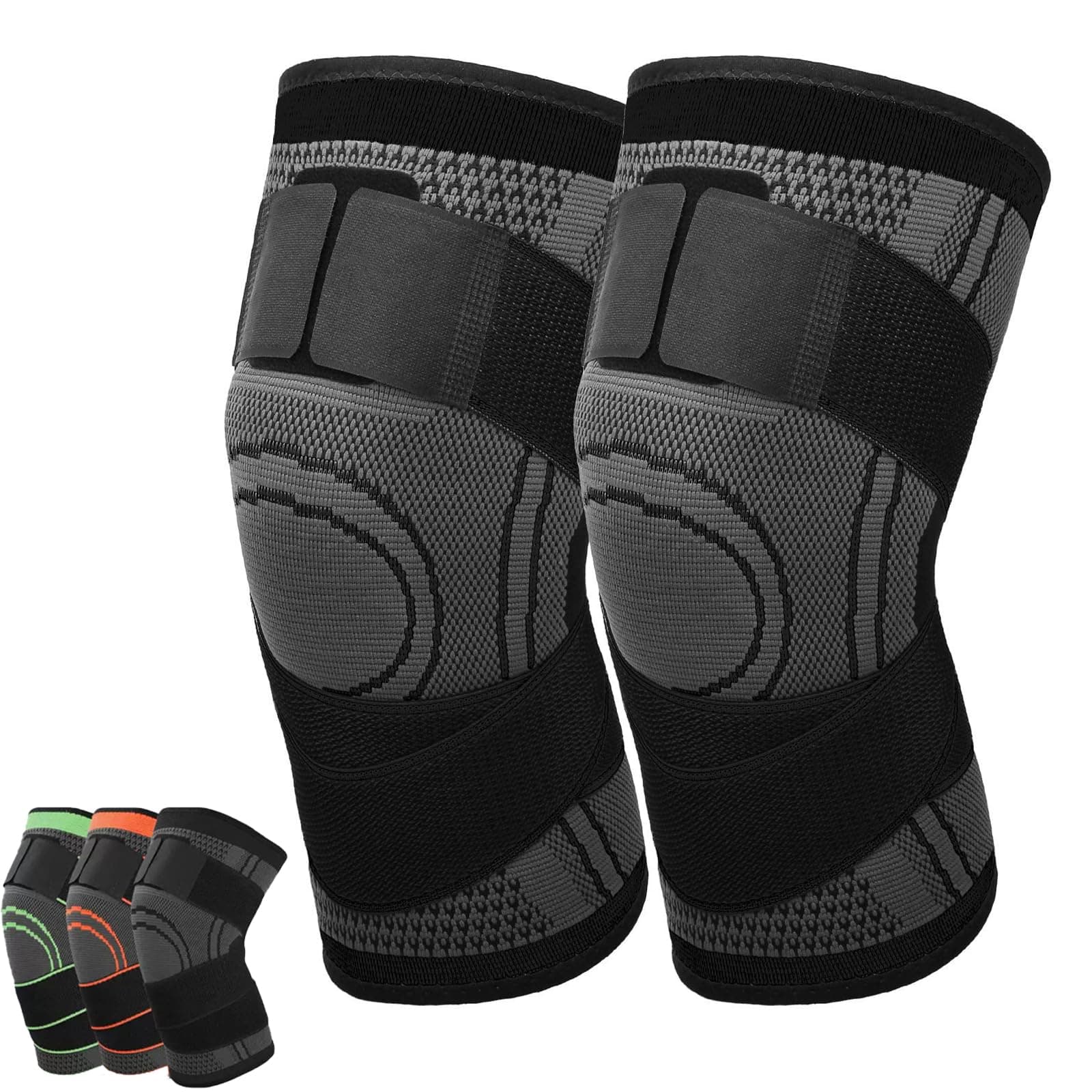 2 pieces Knee Sleeve, Knee Pads Compression Fit Support -for Running/Weightlifting/Cycling/Tennis Knee Discomfort, Knee Support Compression Sleeve(L)