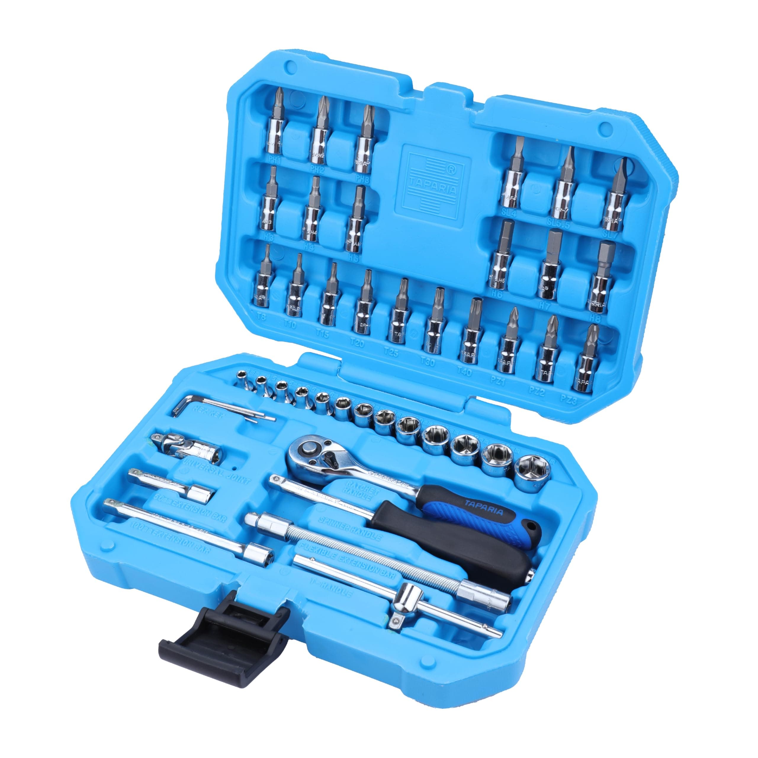 SA46 Steel Socket Set (Blue, 46-Pieces)
