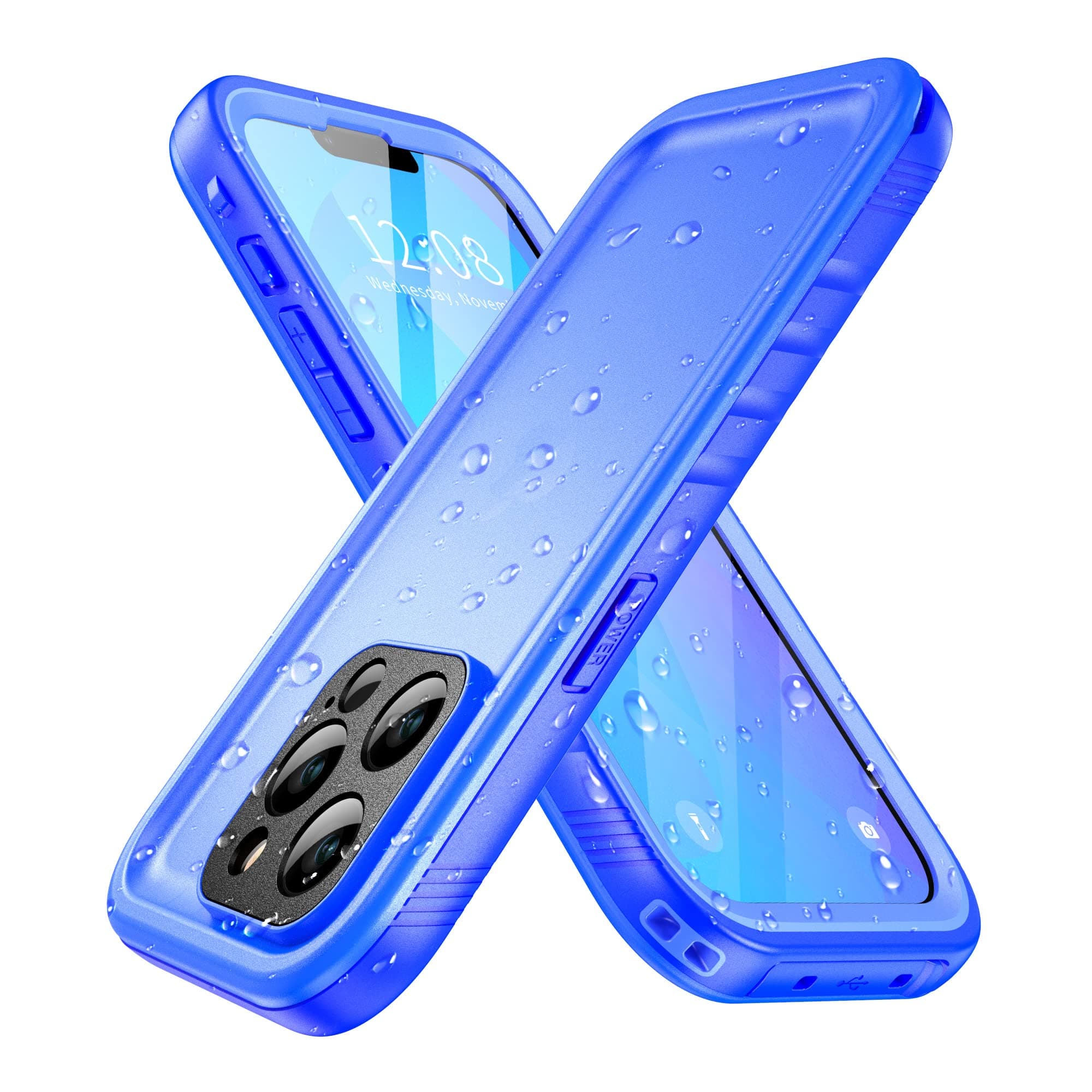 SPORTLINK Compatible with iPhone 13 Pro Waterproof Shockproof Case with Built in Screen Protector - Full Body Heavy Duty Dustproof Rugged 360° Full Sealed Protective Cover 6.1 Inch (Blue)