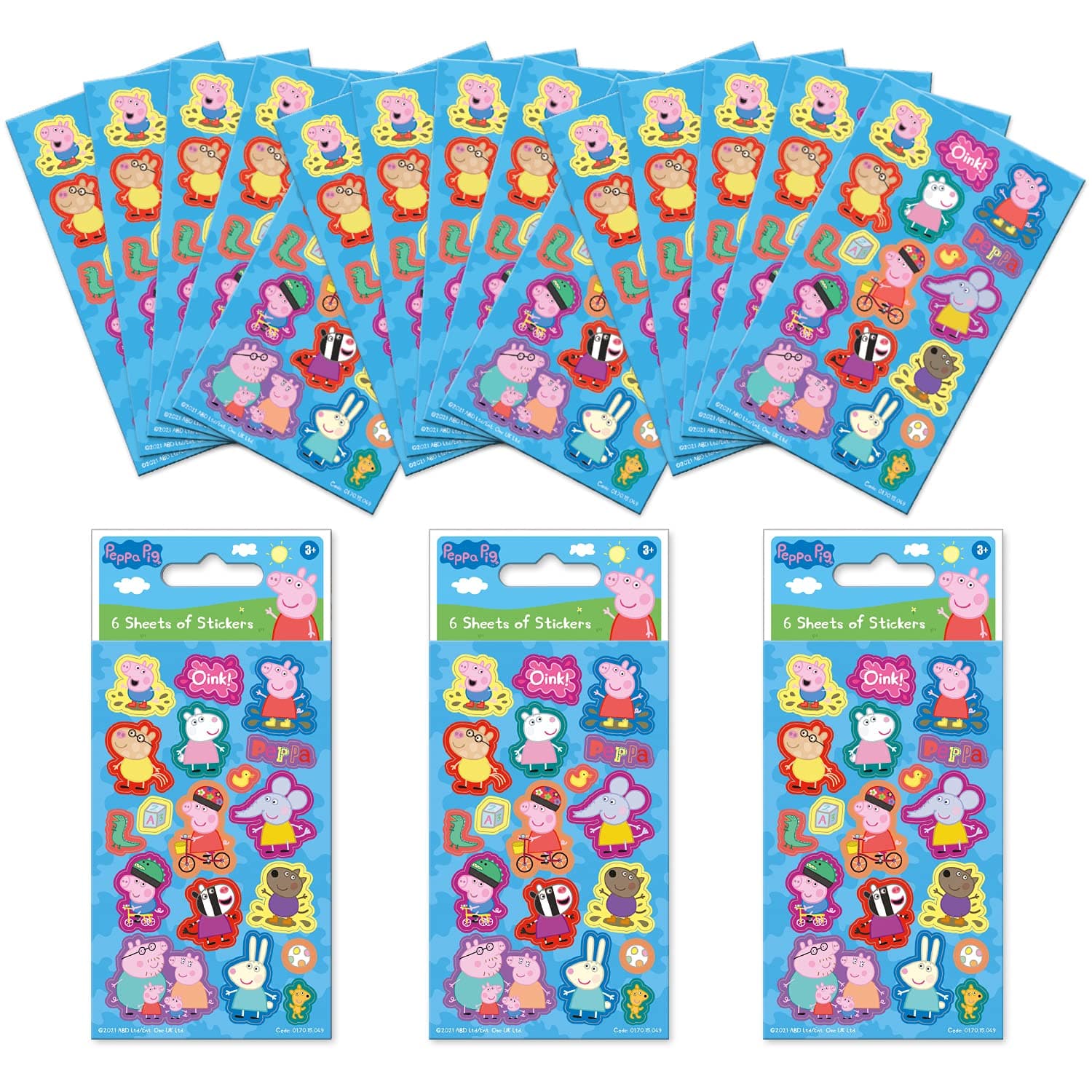 Paper Projects Peppa Pig Blue Party Bag Sticker Bundle (18 Sheets) | Perfect for Children’s Parties and Stocking Fillers | Can be Used for Decoration and Scrapbooking,12.5cm x 7.5cm,Multicolor