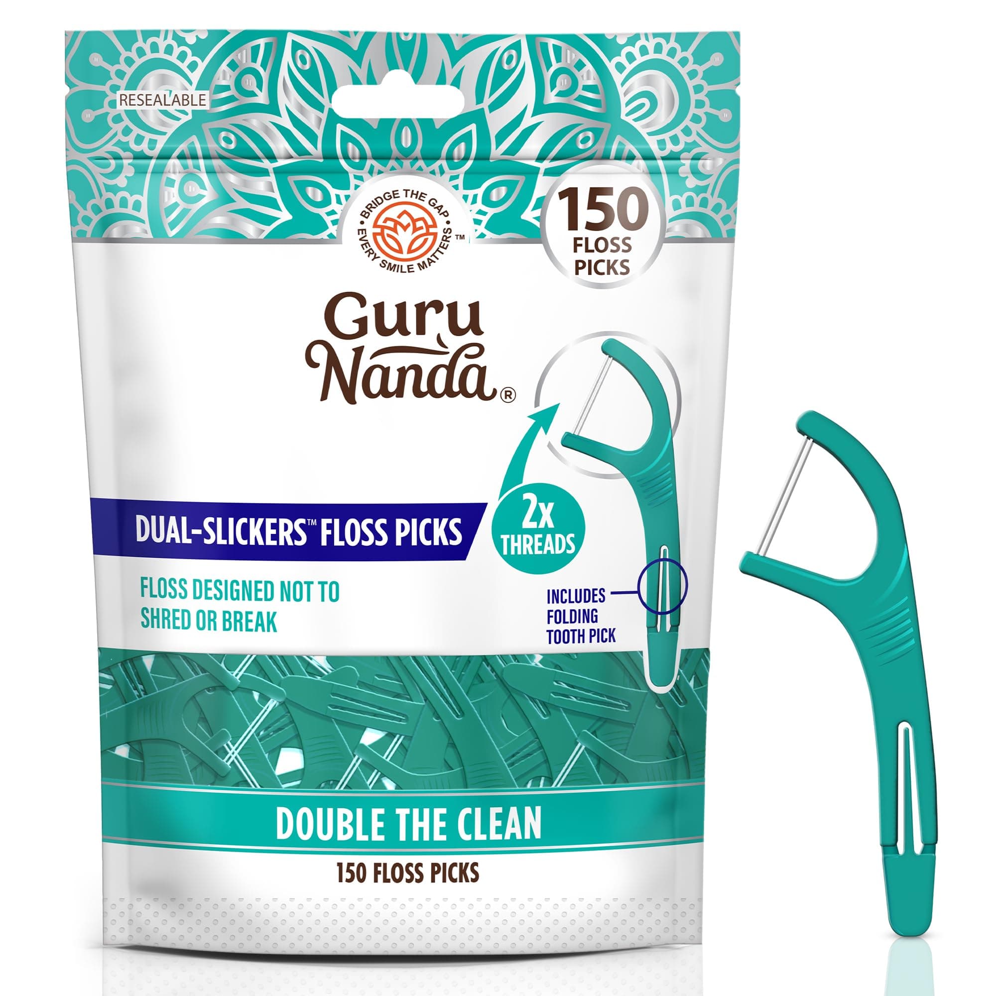 Dual Line Floss Picks (150 Ct) - Double-Threaded Dyneema With Angled Pick For Effective Plaque Removal Dentist Recommended, Travel-Friendly Adults & Kids Unflavored