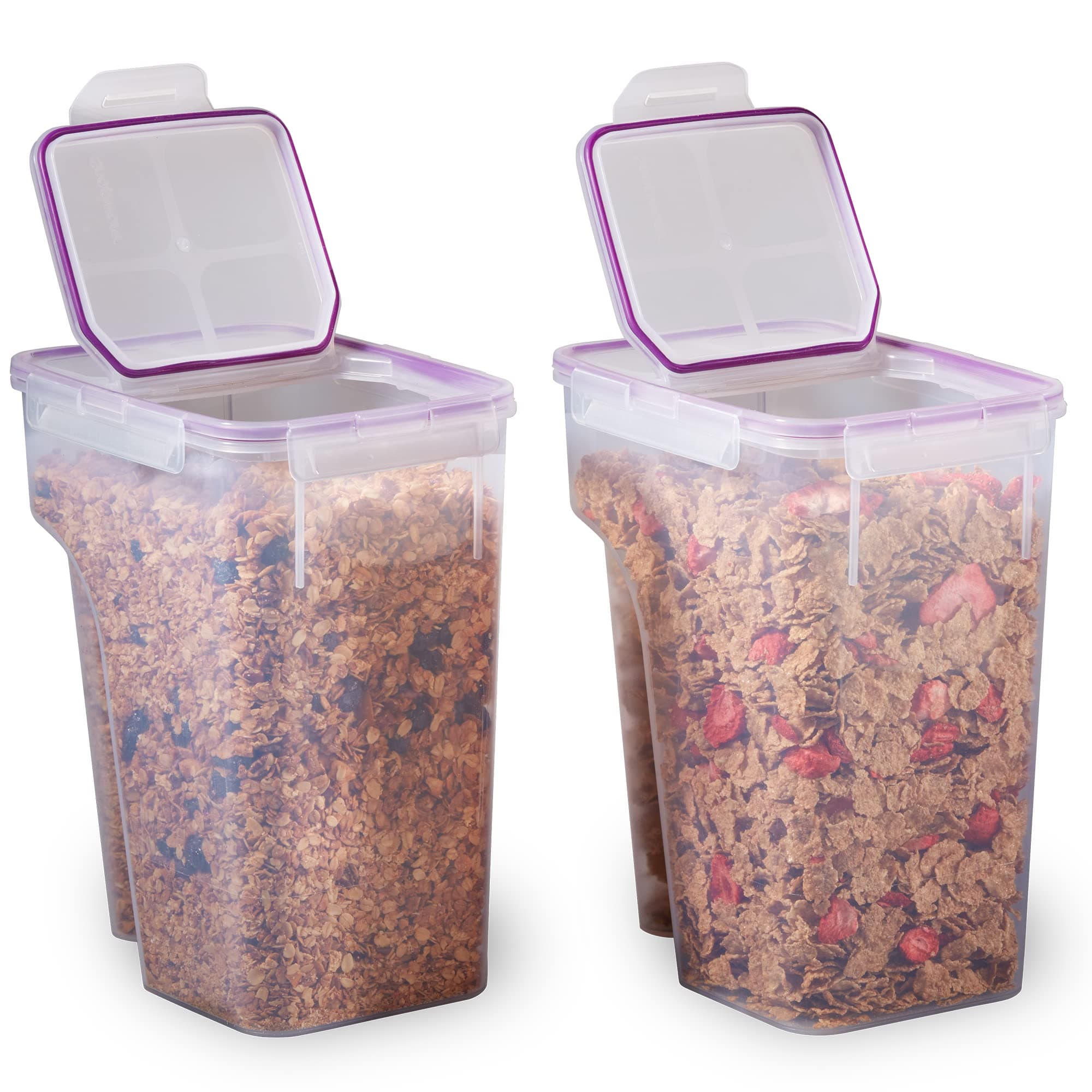 Airtight 2-Pack (22.8 Cup) Cereal Dispenser Storage Containers, Flip-Top Lid BPA Free, Plastic Containers For Cereal, Rice, Snack, Dry Food and Pantry Organization