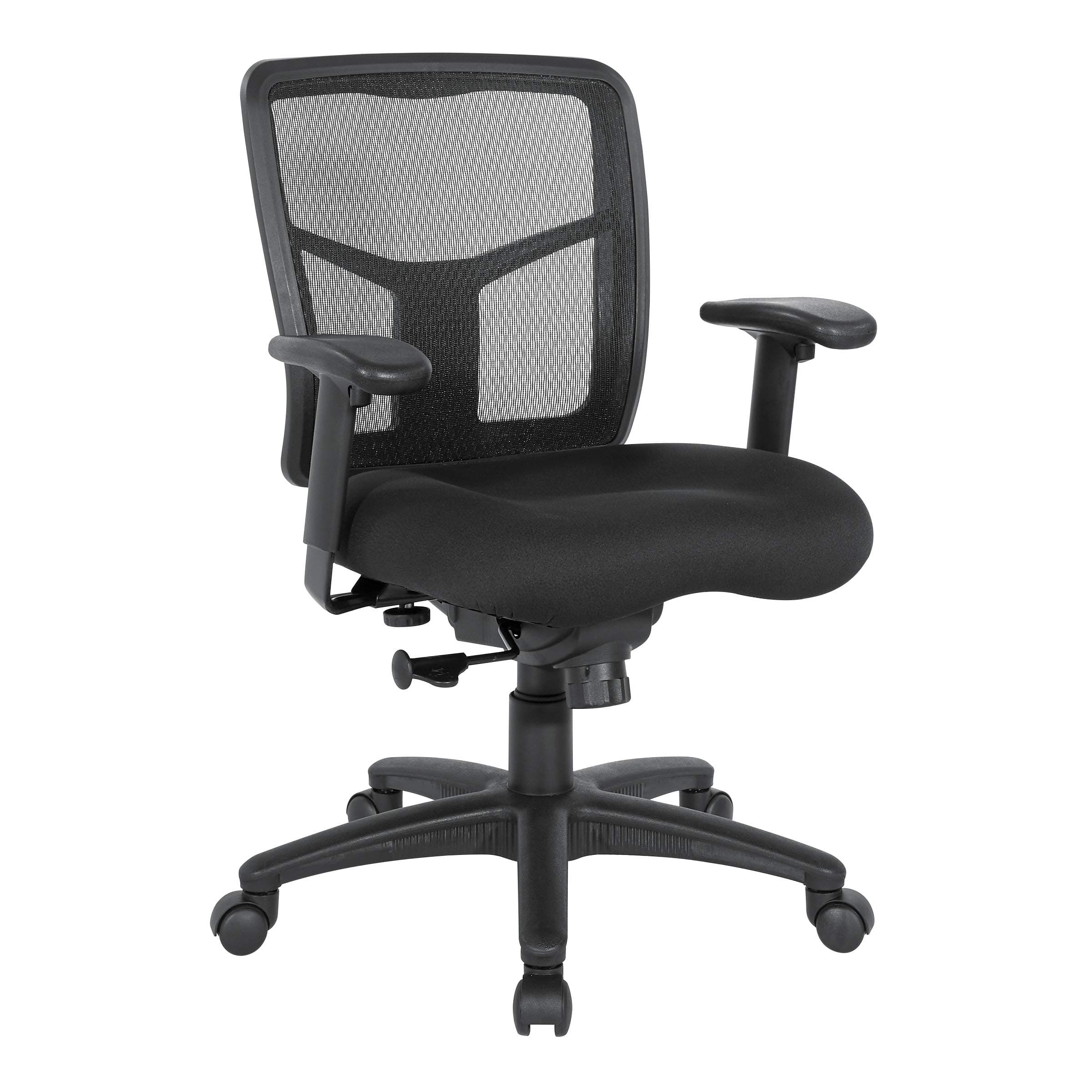 Office Star ProGrid Breathable Mesh Back Manager's Office Chair with Built-in Lumbar Support and Height Adjustable Padded Arms, Coal FreeFlex Fabric