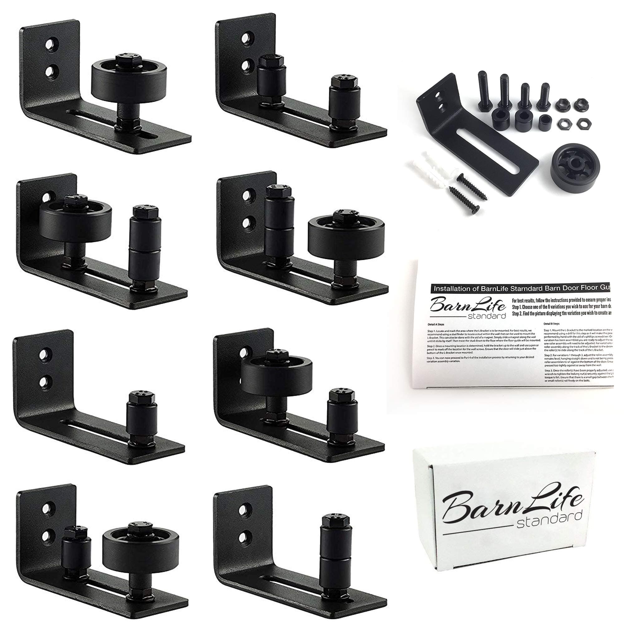 Barn Door Floor Guide Stay Roller | Floor Guide with 8 Setup Options | Best Fit for All Barn Doors | Flush Design | Bottom Part Sits Flat On Ground | 1 Adjustable Guide per Unit Ordered