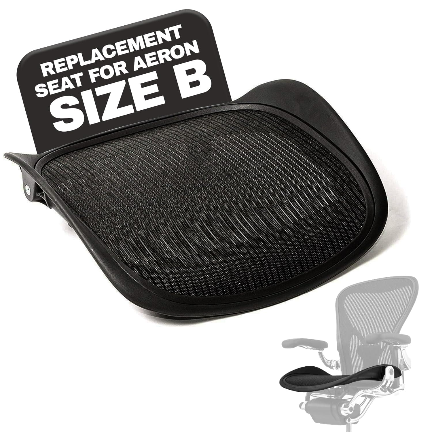 Replacement Seat for Herman Miller Classic Aeron Size B Medium (Black Mesh)