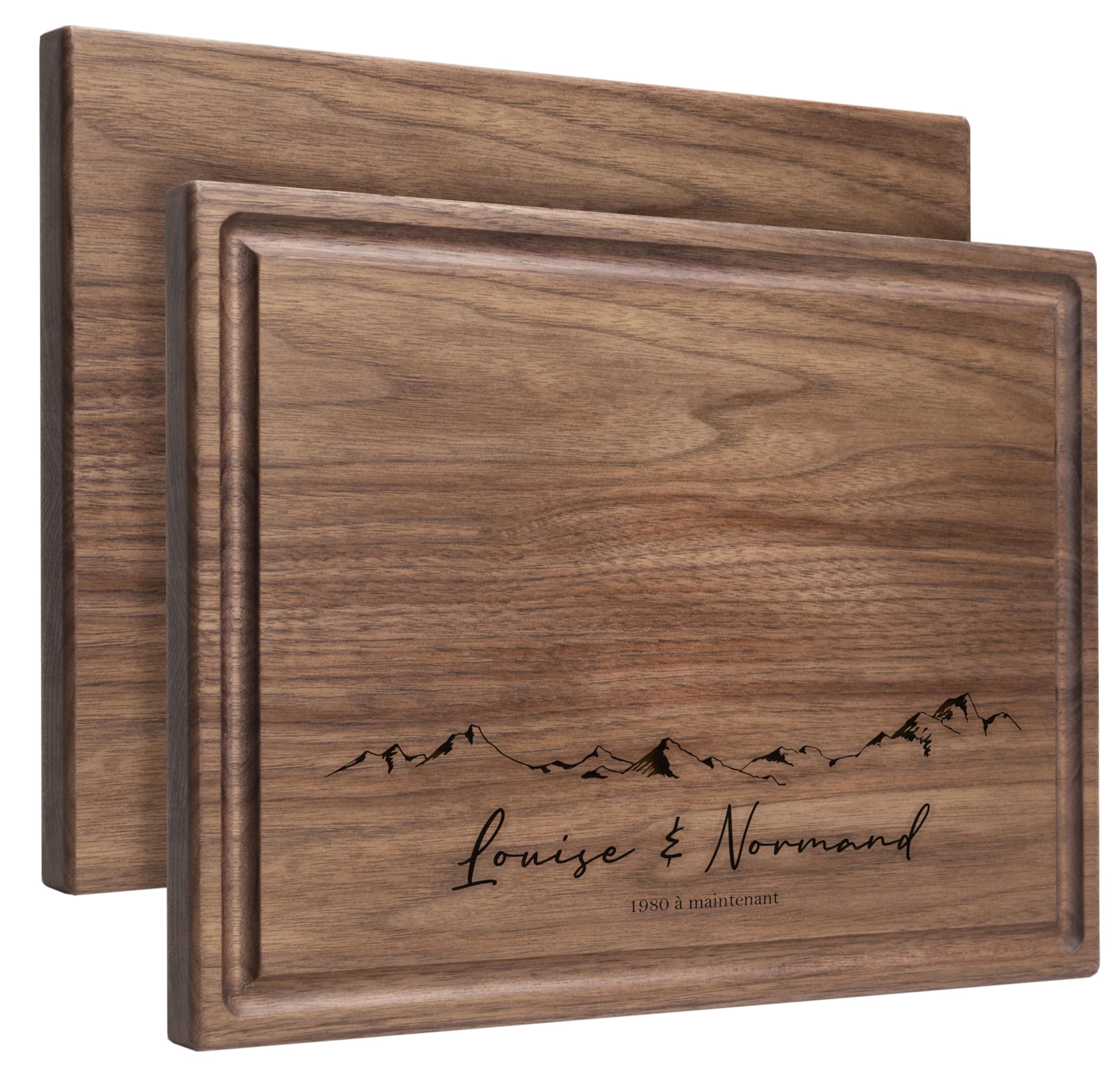 Personalized Cutting Board, Custom Wedding, Anniversary or Housewarming Gift Idea, Wood Engraved Charcuterie, for Couples and Friends, Minimalist Mountain Design 103
