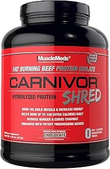 Carnivor Shred Fat Burning Hydrolized Beef Protein Isolate, 0 Lactose, 0 Sugar, 0 Fat, Chocolate, 4.35 lbs
