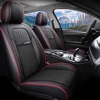 Coverado Car Seat Covers Front Seats, Waterproof Front Seat Covers Nappa Leather Seat Covers for Cars, Breathable Summer Car Seat Cushion Universal Fit for Most Cars SUV Trucks(Front, Black)
