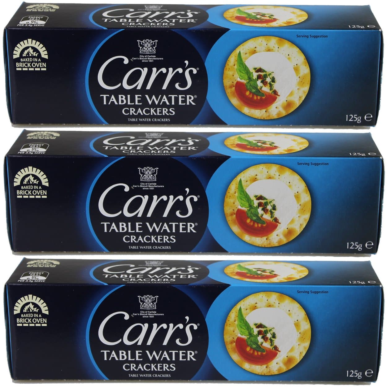 Carrs Table Water Crackers, (4.40-Ounce 125gm) (Pack of 3)