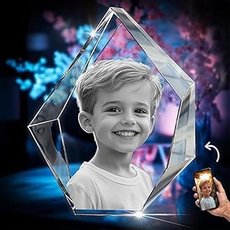 3D innovation 3D Crystal Photo, Personalized Memorial Gifts for Mom, Dad, Wife, Men, Pets, Laser Etched Crystal Detail, Prestige Glass Picture, Sympathy Gifts for Loss of Loved One
