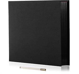 HoneyTolly Large Photo Album Self Adhesive 4x6 8x10 10x12 13"x12.6" Scrapbook Album 12.6"x11" Inch 60 Black Sticky Pages Linen Cover Magnetic Photo Album with A Metallic Pen and DIY Stickers(Black)