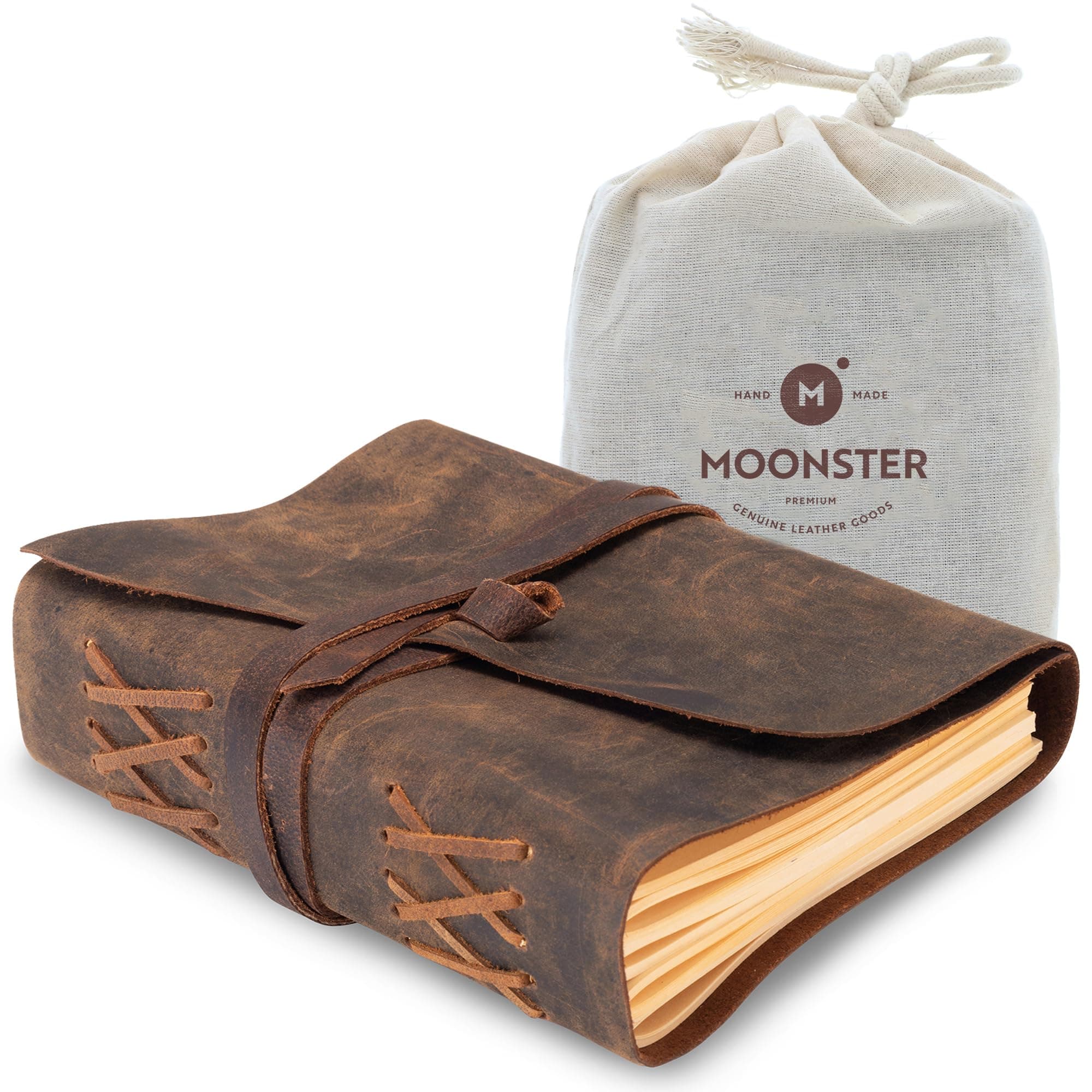 Vintage Leather Journal Notebook – Non Refillable Leather Bound Writing Journal for Journaling, Diaries, Travel Size Notebook for Men & Women, Line 8x6