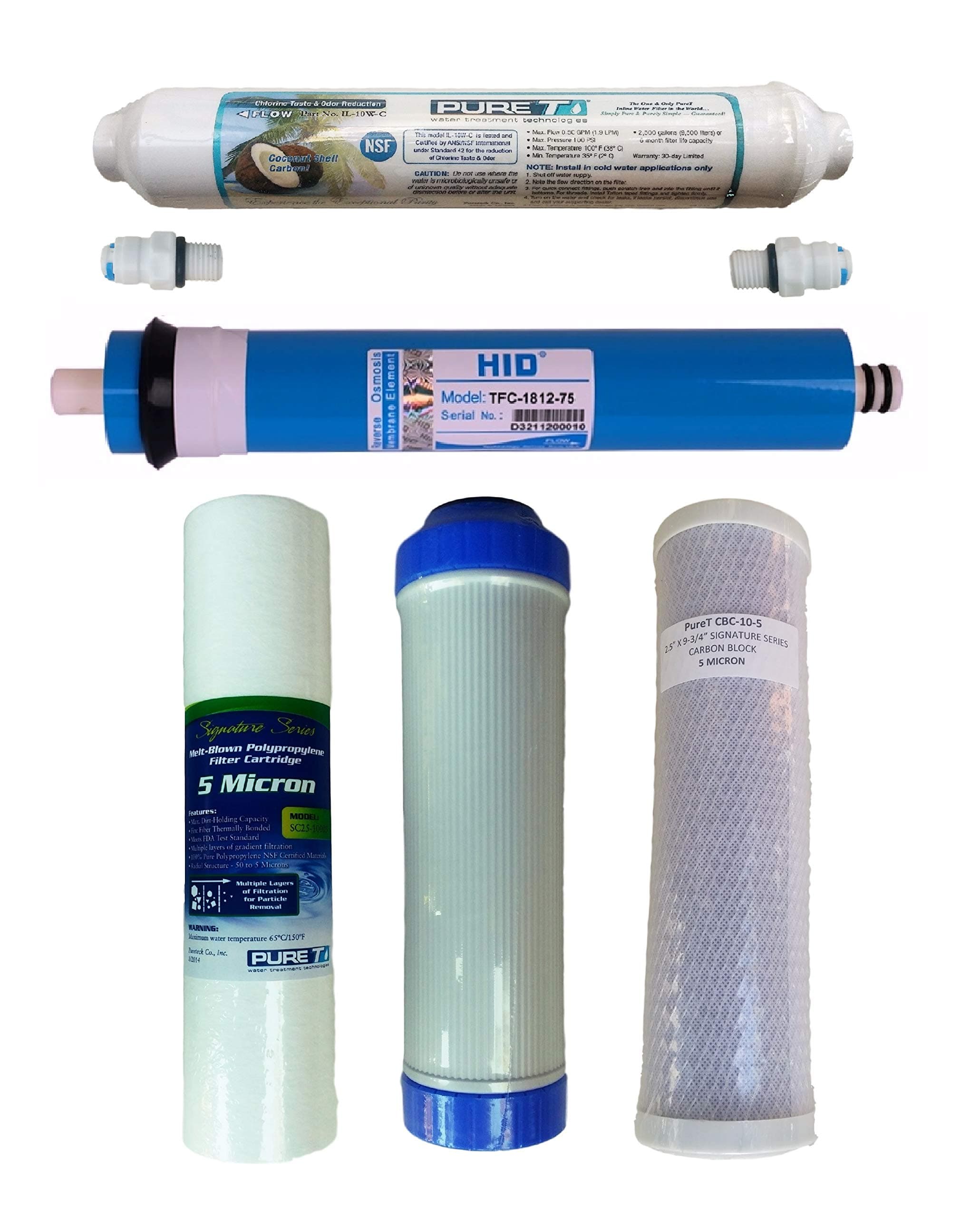 PIPROX Water Filter Set with 75 GPD RO Membrane, for 5 Stage System