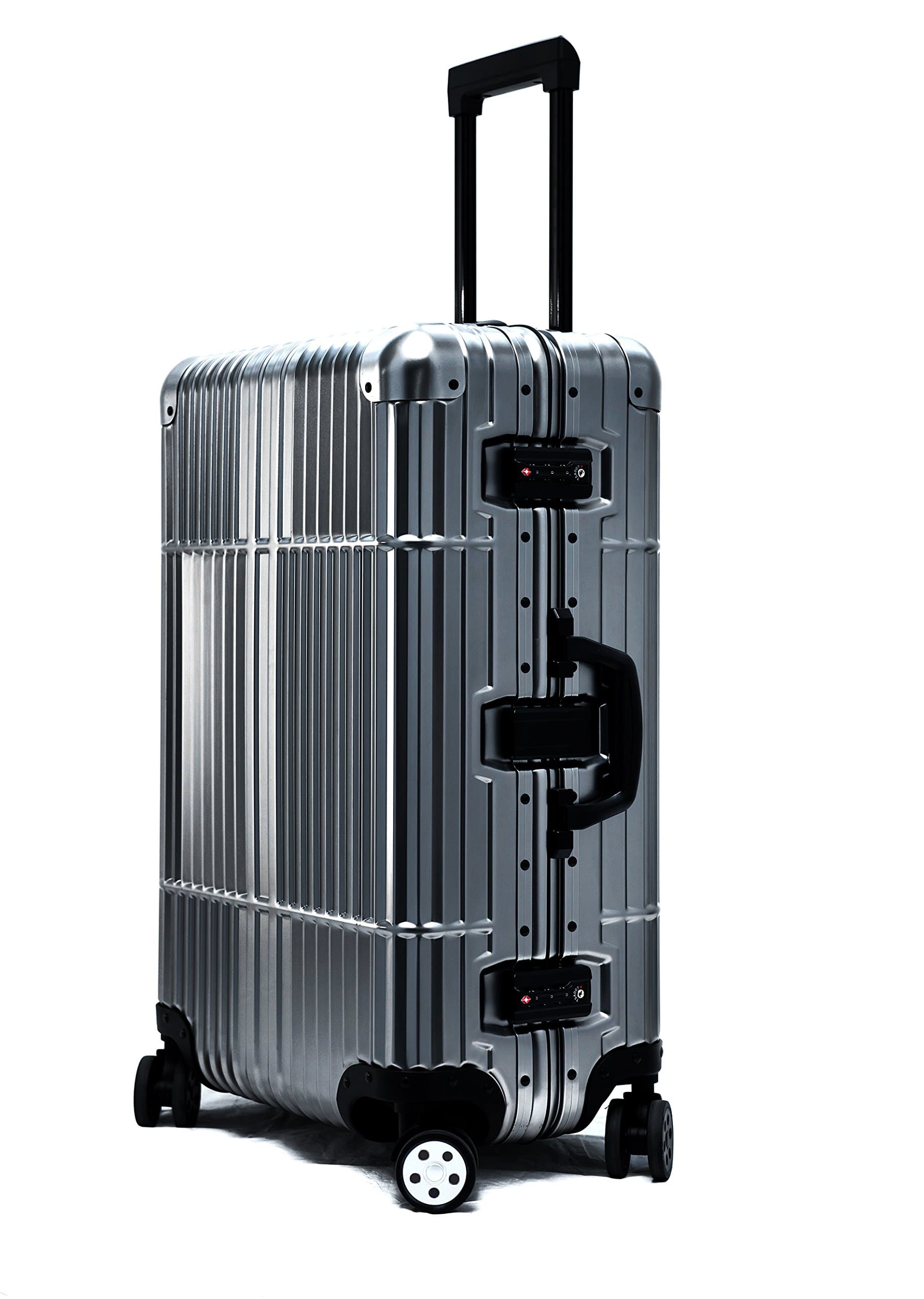 Cloud 9 - All Aluminum Luxury Hard Case Checked 28" Durable with 360 Degree 4 Wheel Spinner TSA Approved