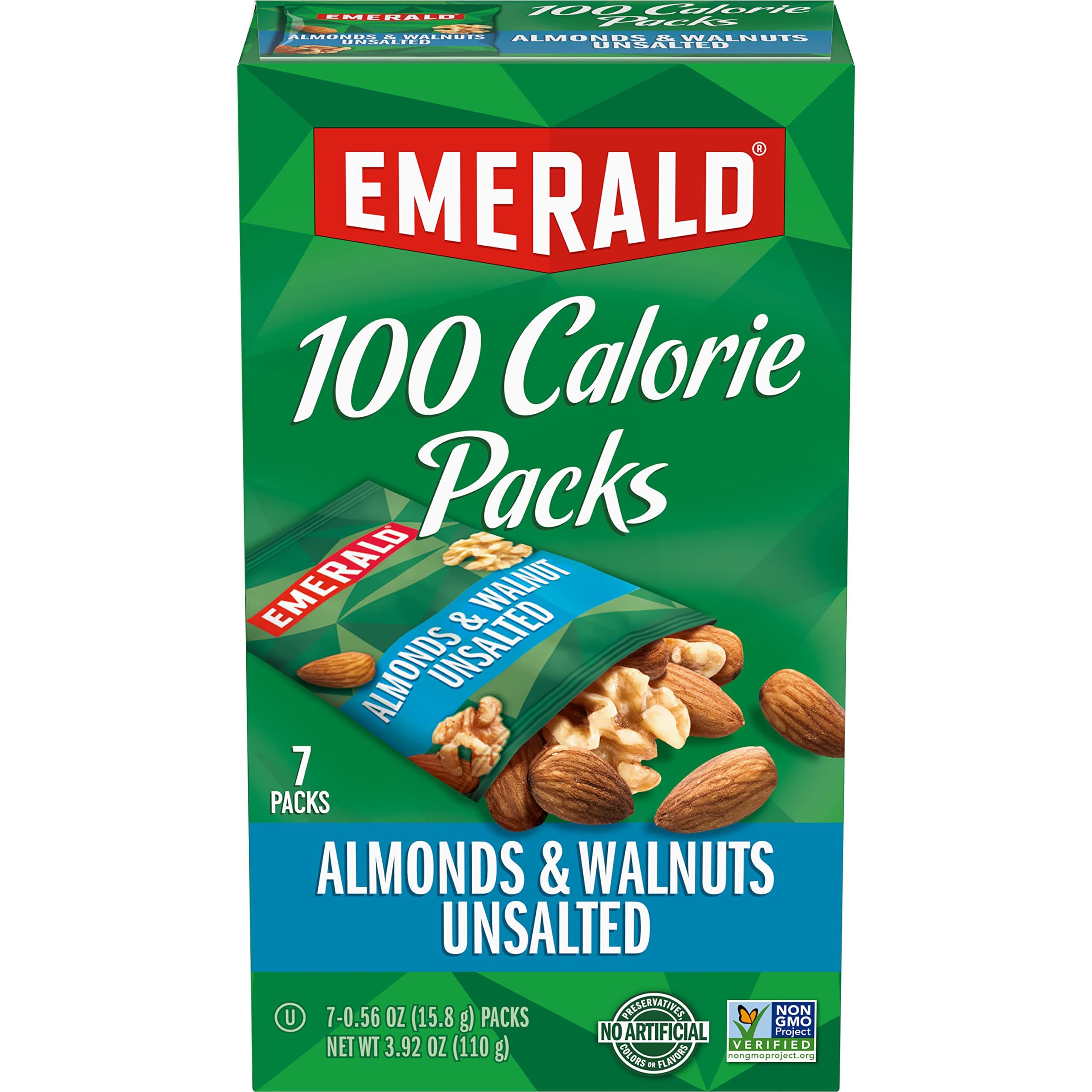 Nuts Unsalted Almonds and Walnuts 7 Ct (1-Pack), 100-Calorie Individual Packs of Nut Blend, Kosher Certified, Non-GMO, Contains No Artificial Preservatives, Flavors or Synthetic Colors