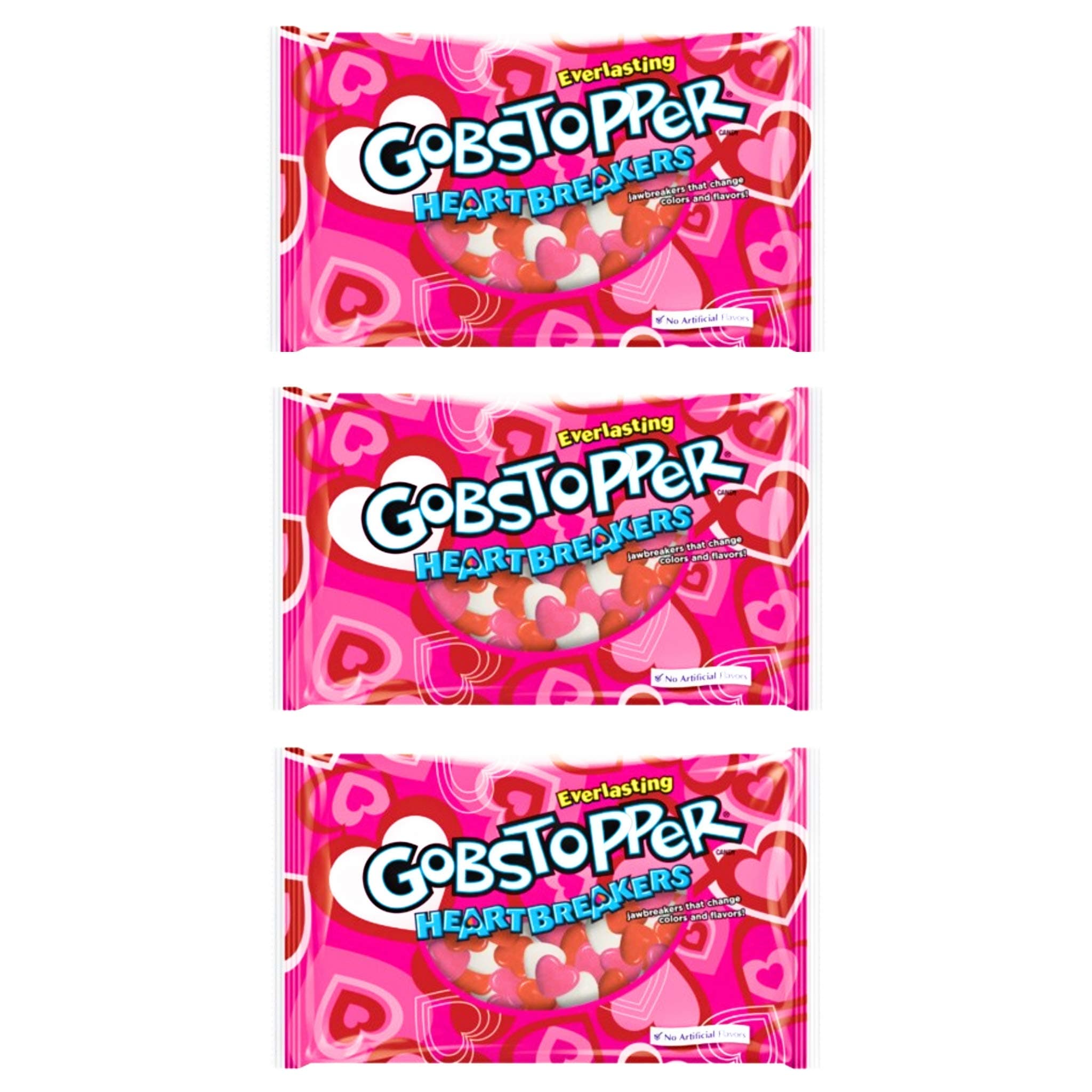 Wonka Gobstoppers Heartbreakers Valentines Day Jawbreakers Candy - Pack of 3 Bags - 12 oz Per Bag (3 Bags, 36 oz Total)