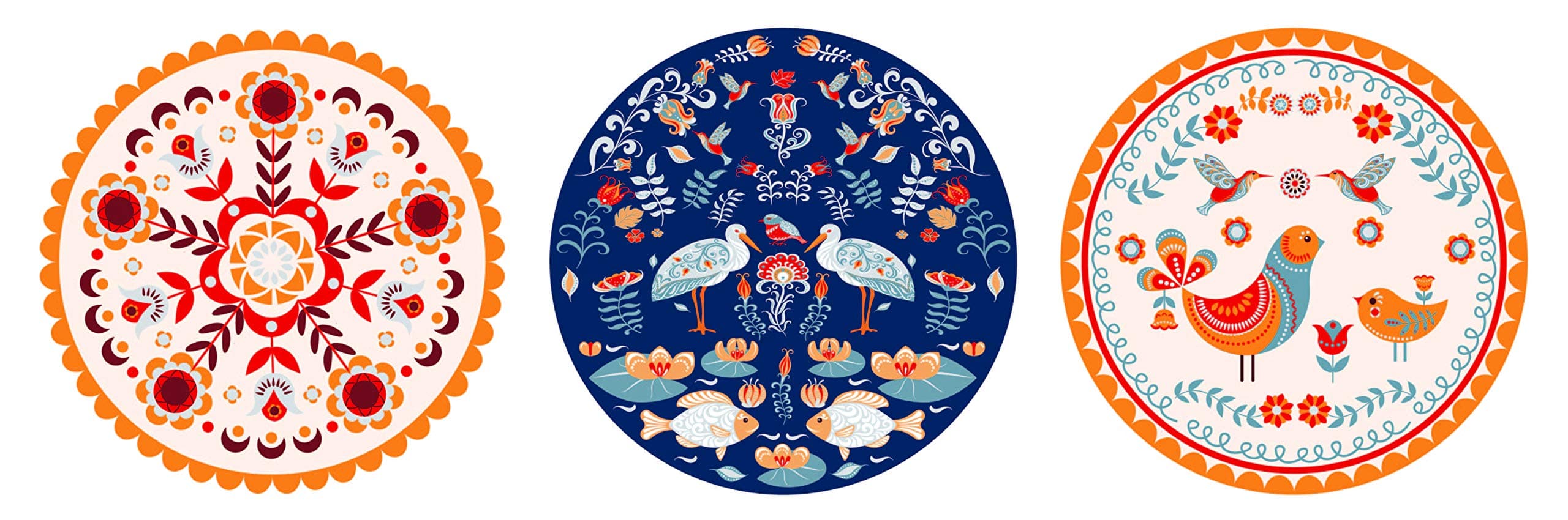 REAL ART Wall Hanging Ceramic Plate 7' - 3 pcs Set Gift Packing Multicolor (Design 7)