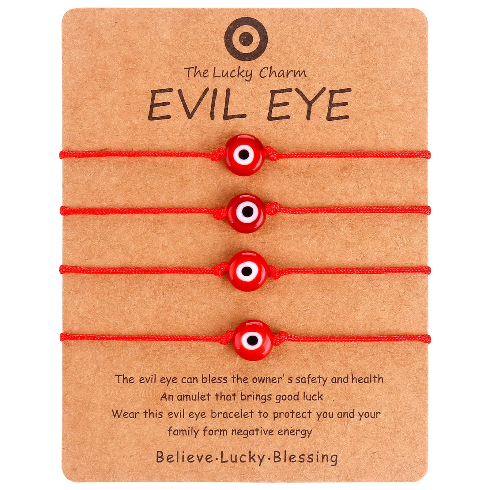 KIYSI4 Pcs Evil Eye Bracelets Adjustable Evil Eye Anklet Handmade Evil Eye Jewelry Lucky Evil Eye Protection Evil Eye Bracelet for Women