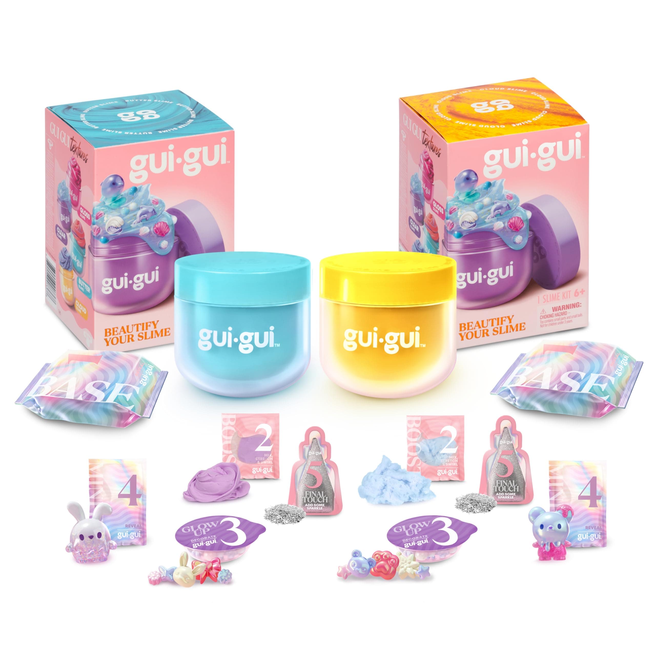 GUI GUI Slime Kit - Scented 2-Pack Bundle, Butter & Cloud, 5 Step DIY Process to Customize Your Ultimate Glow-Up, Resealable and Reusable Container, ASMR Experience, Slime Making Kit