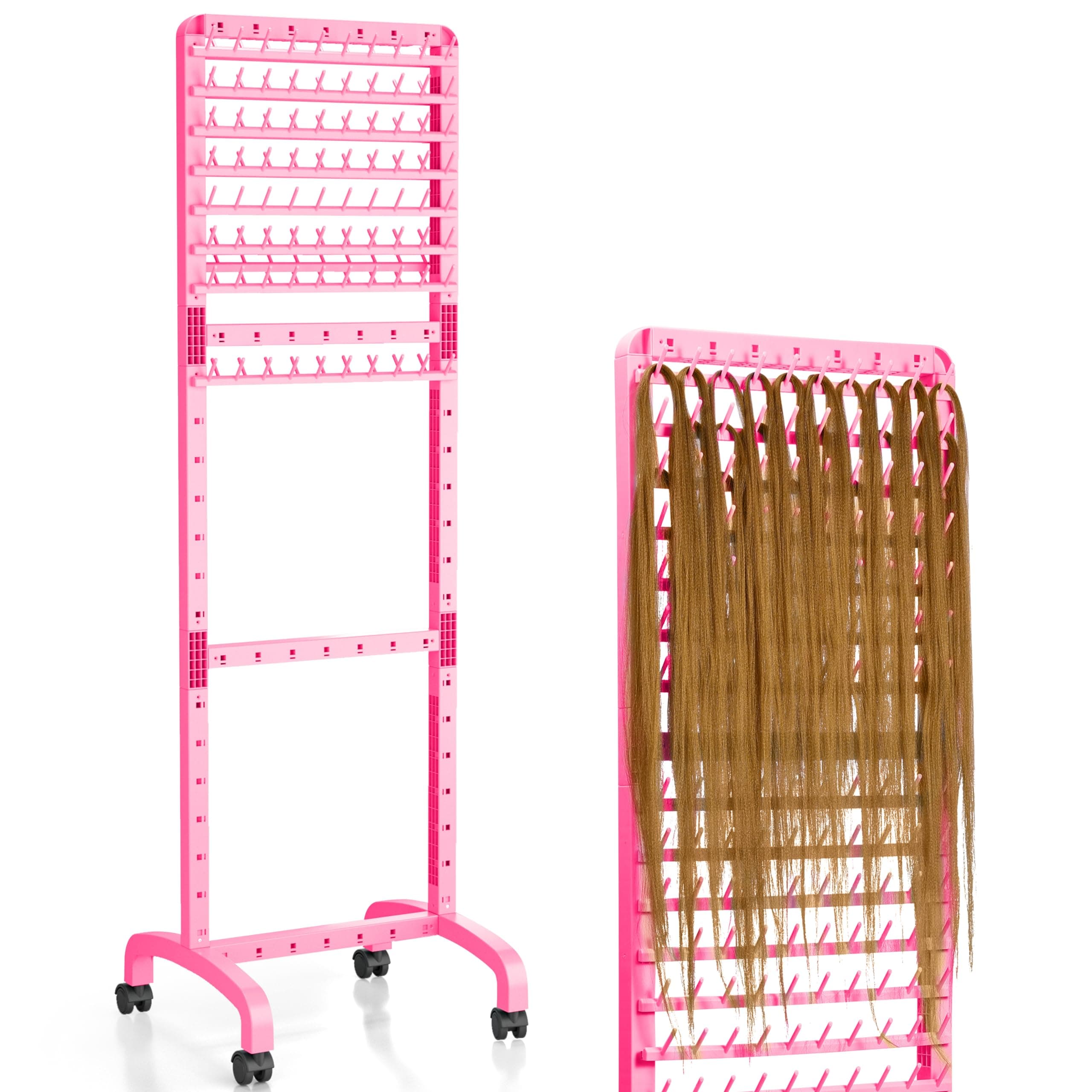 - Adjustable Braiding Rack with 160 Pegs, 2-sided Braid Rack for Braiders, Movable Hair Racks with Wheels, Hair Extension Holder for Braiders and Hairstylists