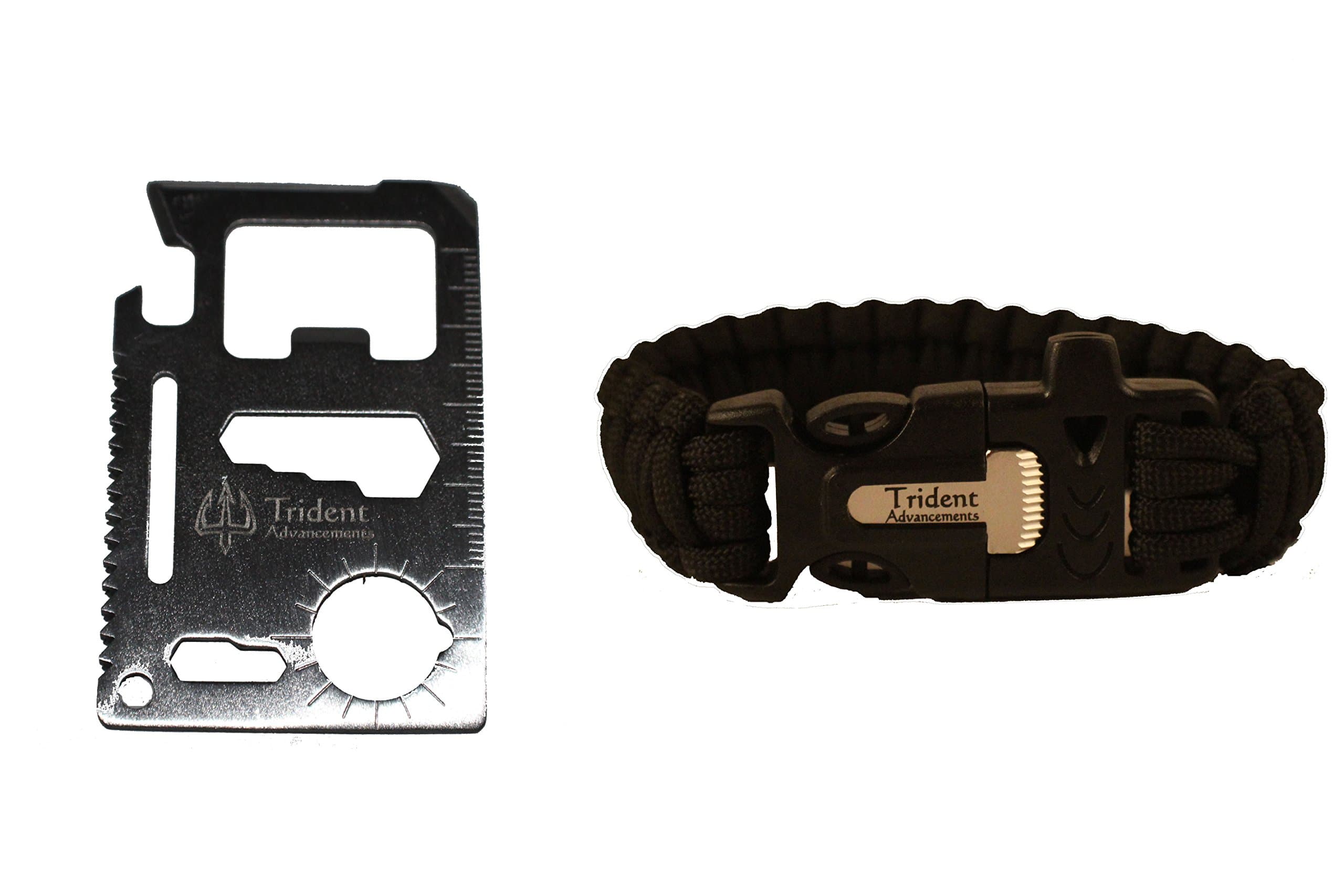 550lb Paracord Bracelet 11 in 1 Multi Tool BlackTool Bundle - 2 Items - Military Grade Paracord Whistle Flint Firestarter Stainless Steel EDC Outdoors First Aid Kit Hunting