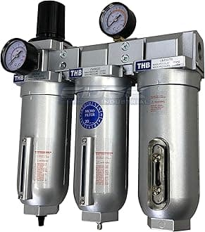 SUPER HEAVY DUTY HIGH FLOW AIR FILTRATION SYSTEM, 2 STAGE PARTICULATE FILTER PLUS OIL REMOVING COALESCING FILTER COMBINATION (1/2" NPT, AUTO DRAIN)