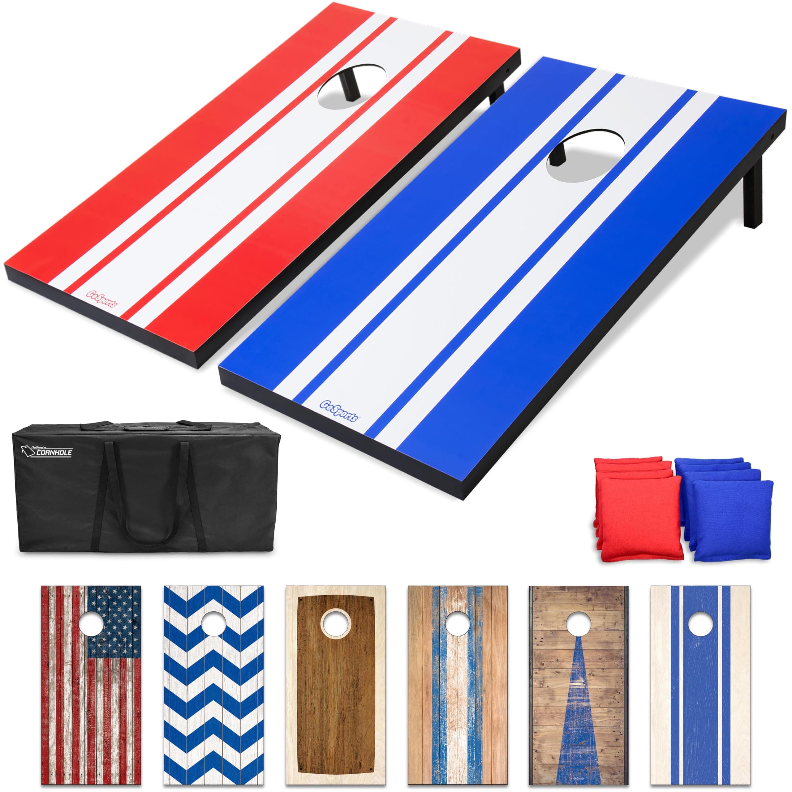 Portable Cornhole Sets, 8 Styles – Choose 4 x 2 ft or 3 x 2 ft - Boards Include 8 Bean Bags, Travel Case, and Game Rules