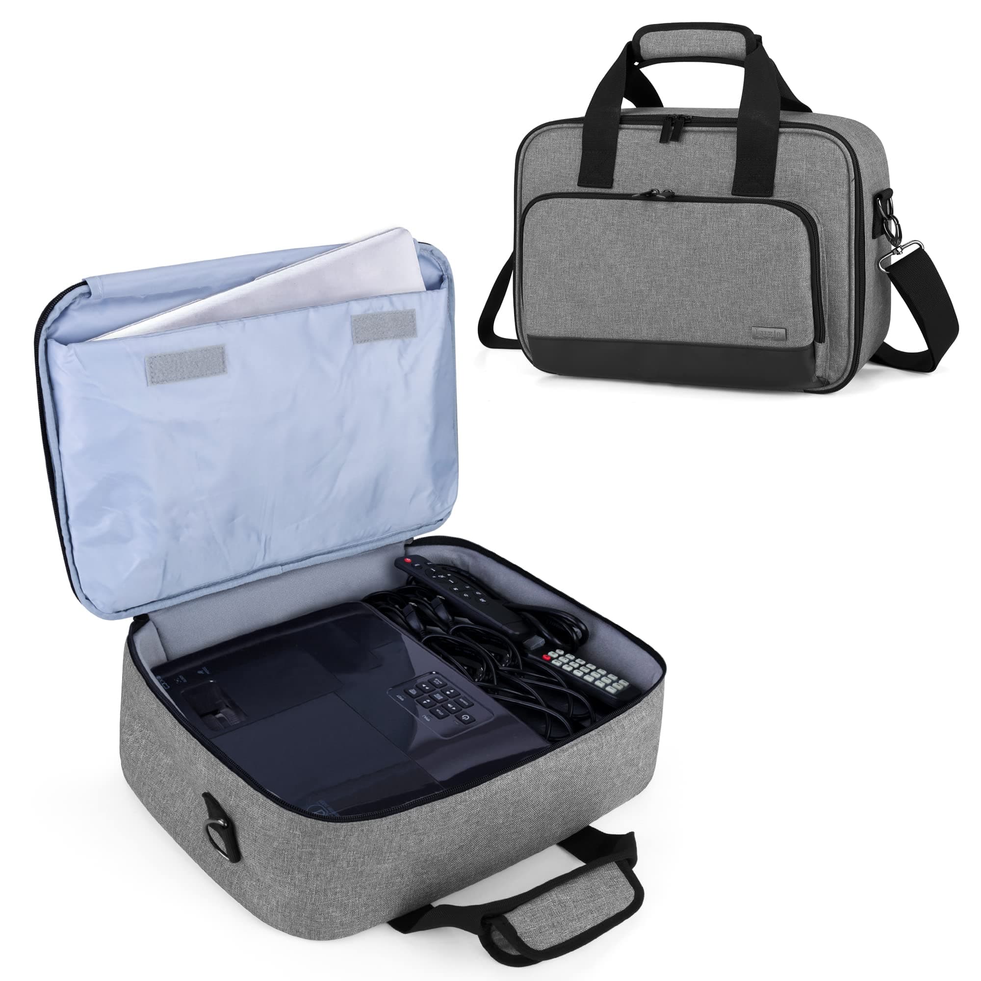 Projector Case, Projector Bag with Protective Laptop Sleeve, Projector Carrying Case with Accessories Pockets, Large(16 x 11.5 x 5.75 Inches), Gray