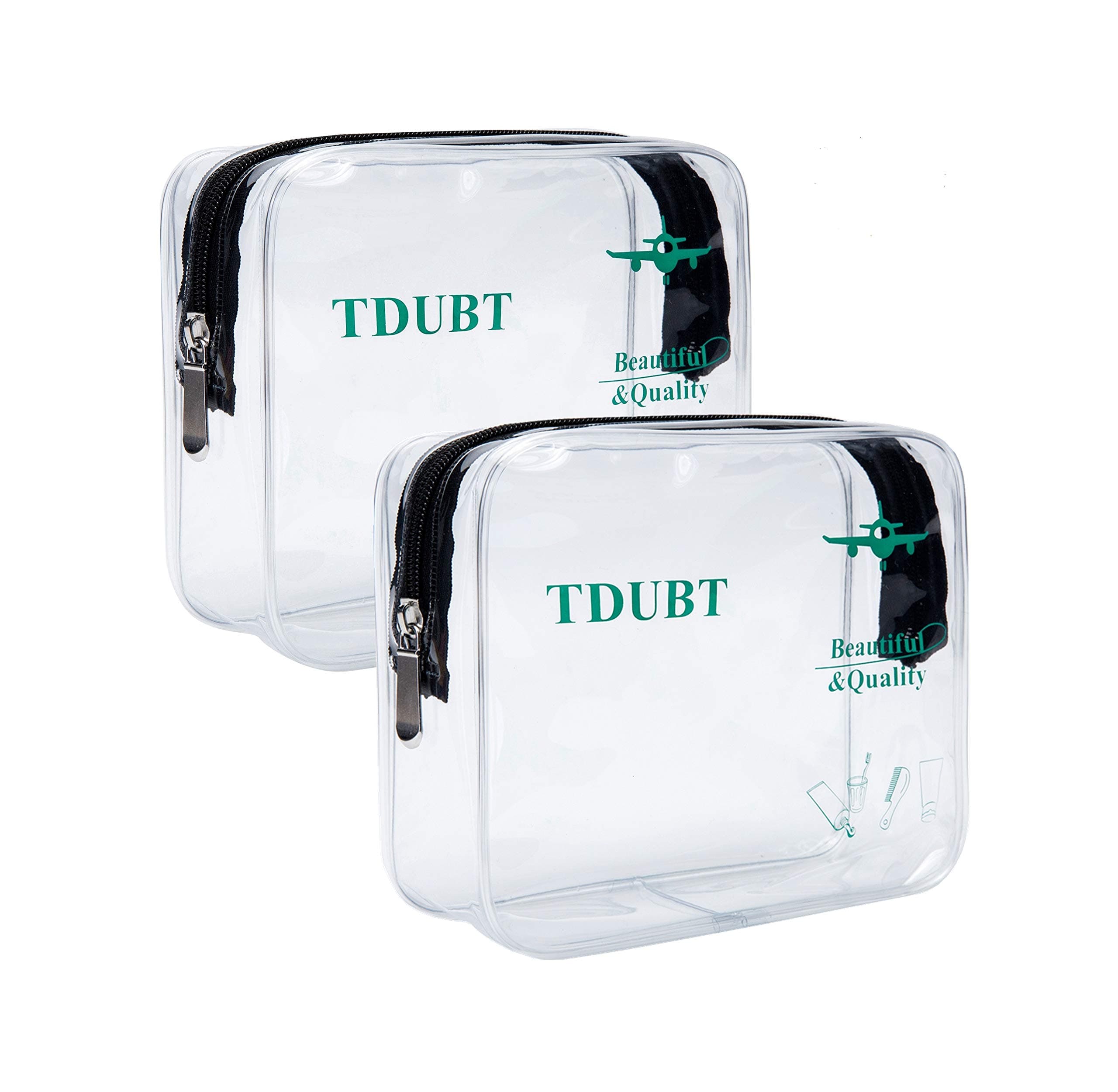 2pcs/Pack TSA Approved Clear Travel toiletry Bag | Quart Sized with Zipper bags | 3-1-1 Carry-On Airline Compliant Bag Packing Organizers