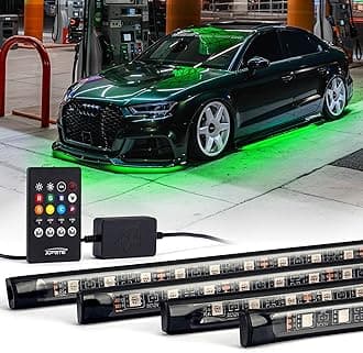 Car Underglow Neon Accent Strip Lights, 4 Pcs RGB 252 LEDs Underglow Kit with Sound Active Function Music Mode & Wireless Remote, Exterior Car Lights Underbody Lighting for Truck SUV Van