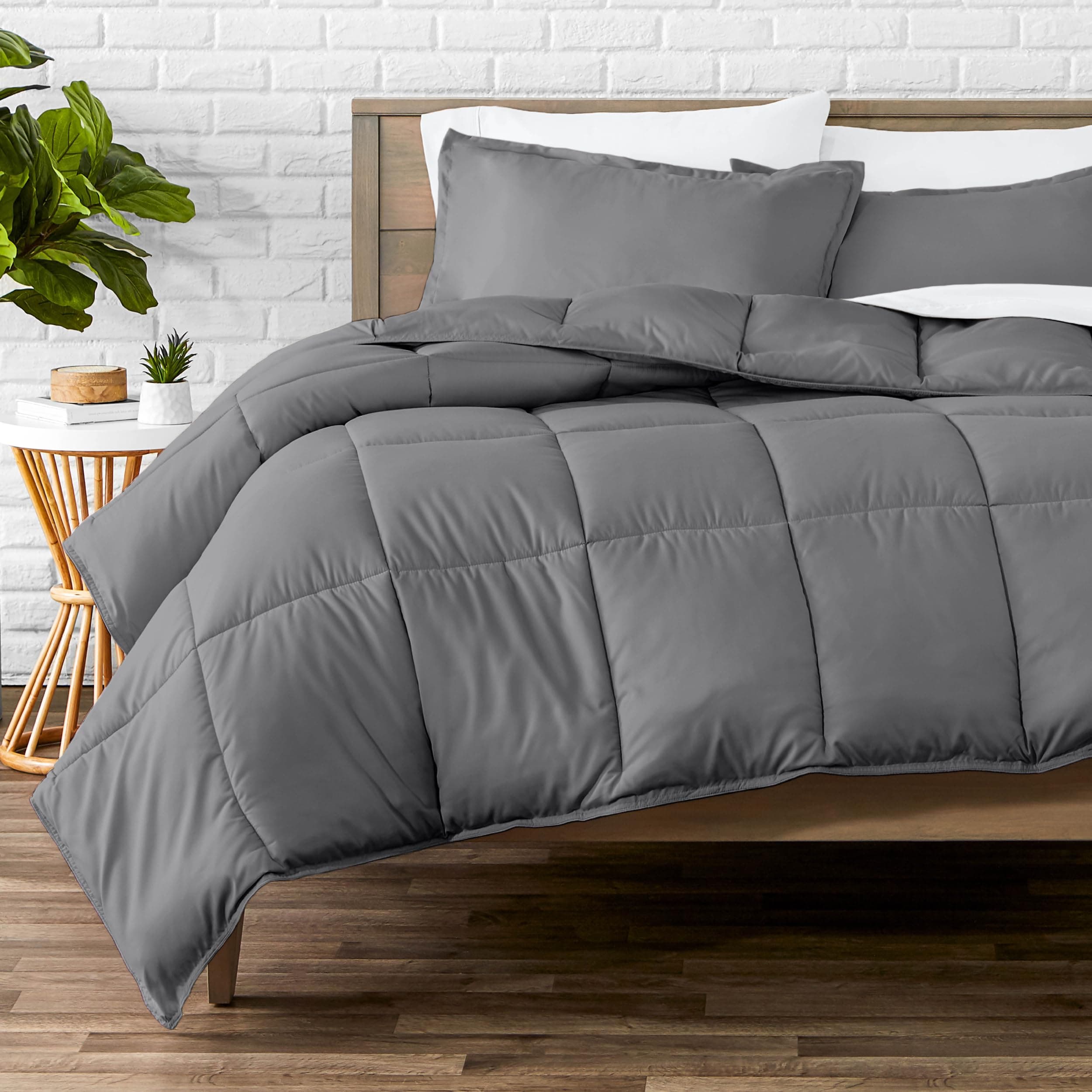 - Comforter Set - Queen Size - Ultra-Soft - Goose Down Alternative - Premium 1800 Series - All Season Warmth (Queen, Grey)