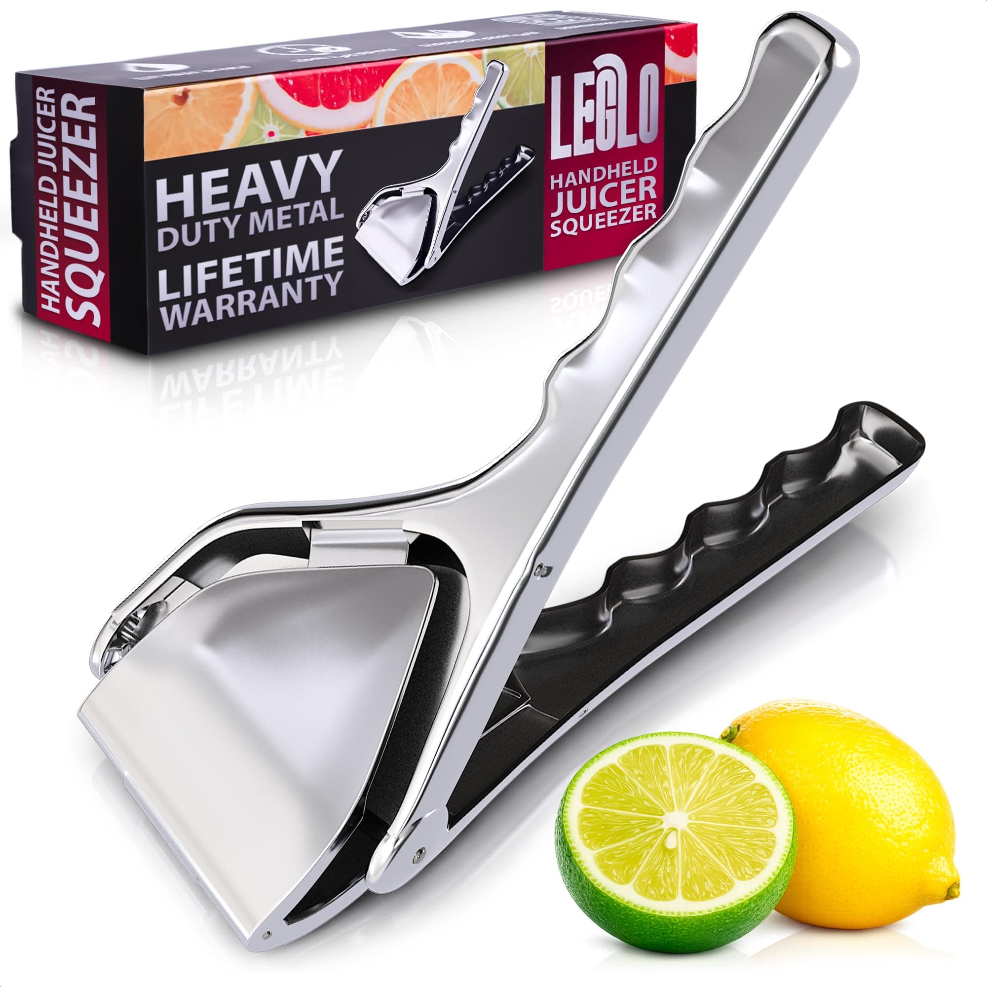 Lemon Squeezer Stainless Steel – Heavy Duty Flat Fold Design, Gets Every Last Drop, Rust Resistant Manual Citrus Juicer for Lemon, Lime, Orange, Easy to Clean, Dishwasher Safe, for Fresh Citrus Drinks