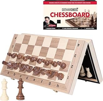 GothamChess Board | Foldable & Portable, Magnetic Chess Pieces, Organized Fitted Storage, Includes Course by International Master Levy Rozman, Game for Families & Adults | 15.75" x 15.75"