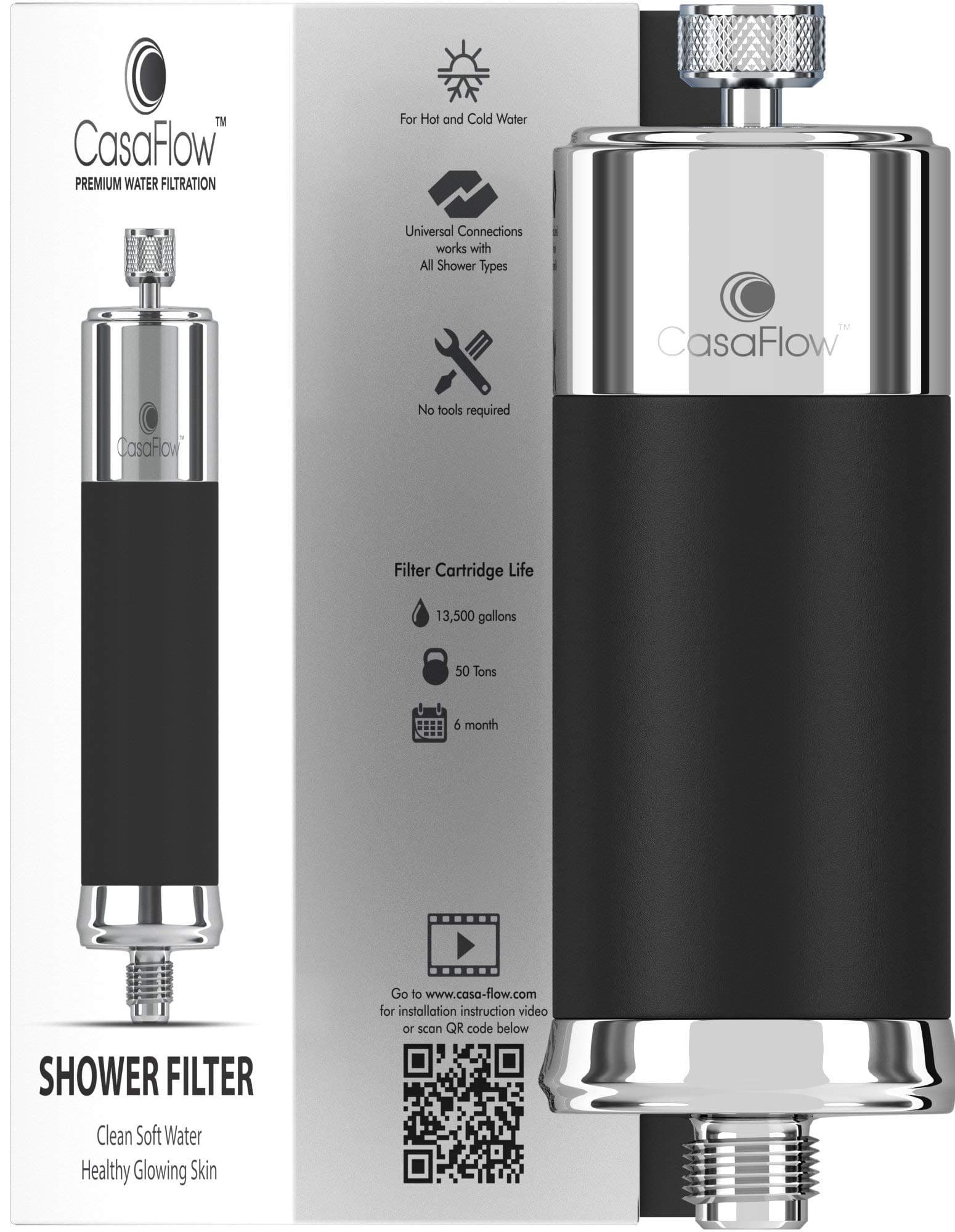 Shower Filter - High Output 13,500 Gallons Water Filter for Hard Water - NSF Certified KDF - Removes Chlorine - Soften Water - Improves Condition of Skin, Hair and Nails
