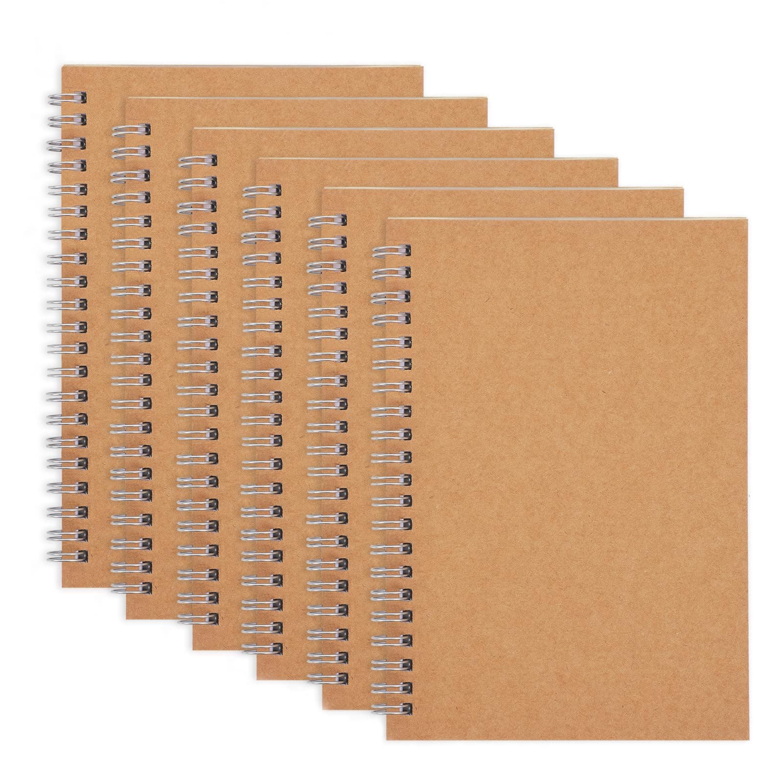 EOOUT6 Pack Spiral Notebook College Ruled Notebook, 7.48 x 5.11 Inches Journal Soft Kraft Cover,100 Pages/ 50 Sheets for Students Office Business