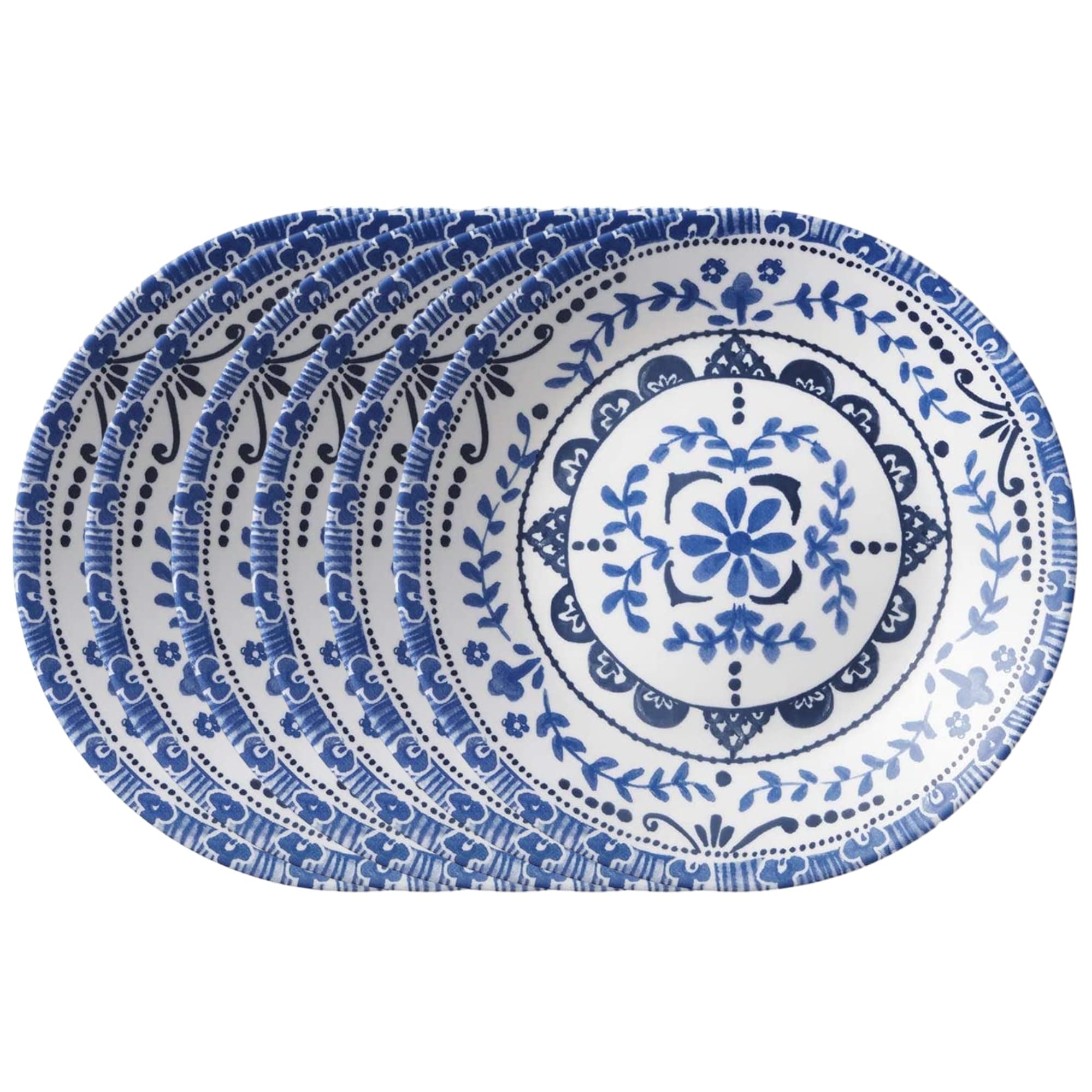 Vitrelle 6-Piece Appetizer Plates Set Triple Layer Glass and Chip Resistant, 6-3/4-Inch Lightweight Round Plates, Portofino