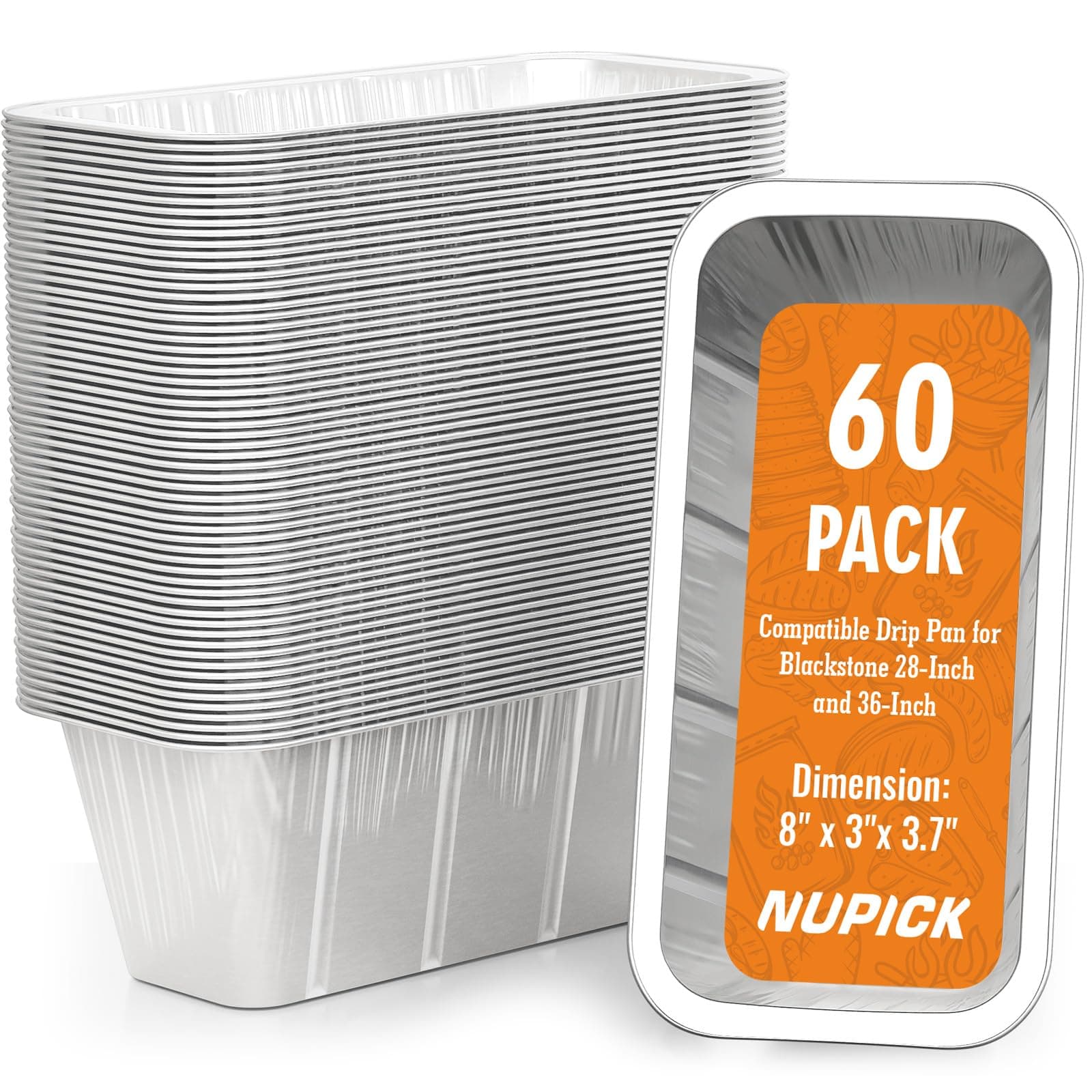 60-Pack Blackstone Griddle Accessories, 5017 Grease Cup Liner for Blackstone 17"/22"/30"/28"/36" Griddle, Drip Pan Grease Catcher Cup Liner, Disposable Aluminum Foil Drip Pan Liner