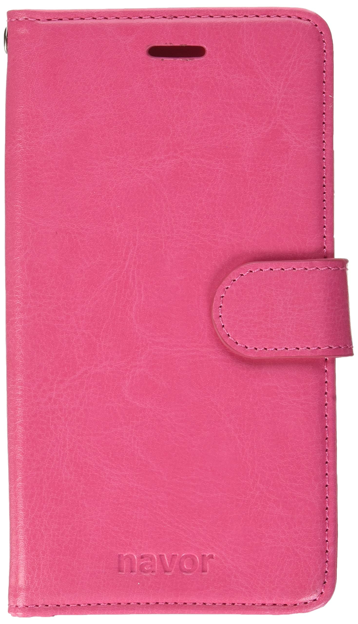 Navor Protective Flip Wallet Case for iPhone 6S Plus & iPhone 6 Plus [5.5 inch] - Hot Pink (IP6PHP)
