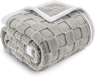 BEDELITE Super Soft Throw Blanket for Couch and Bed, Lightweight Cozy Fluffy Decorative 3D Checkered Blanket, Warm and Fuzzy Fleece Blanket for Camping, Travel(Grey, 50"x60")OEKO-TEX STANDARD 100